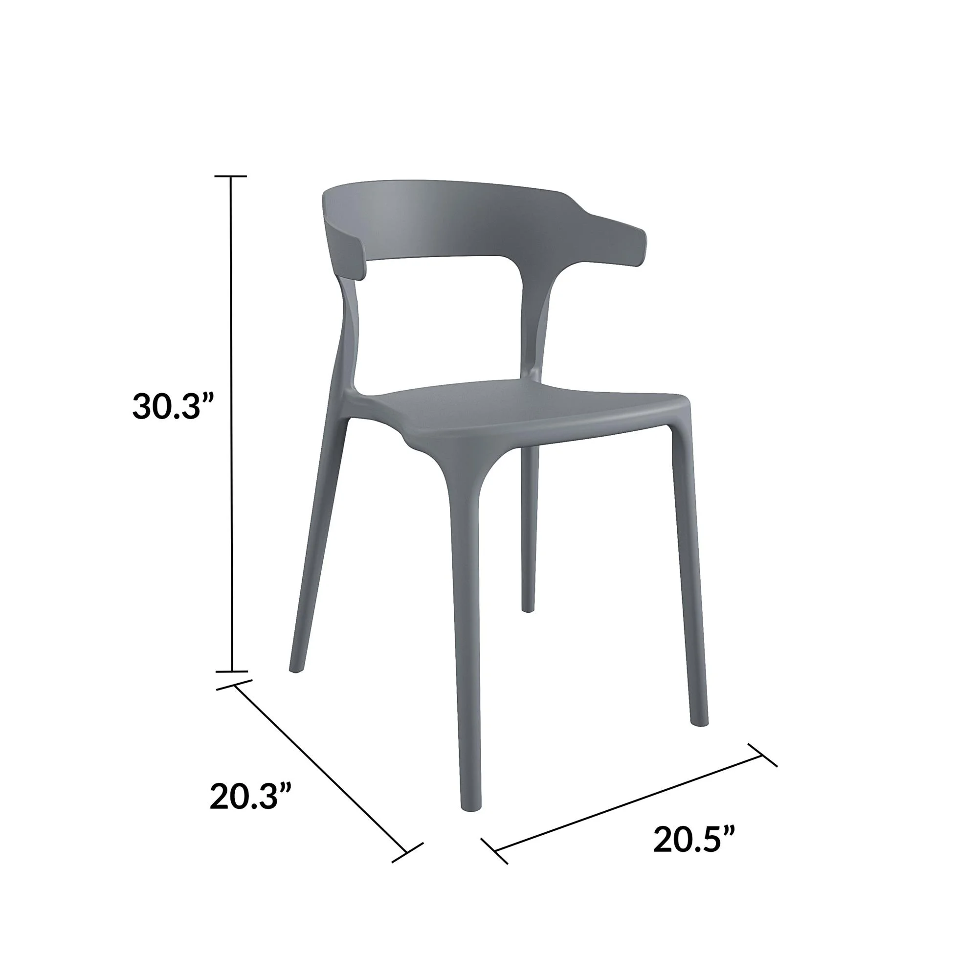 Poolside Collection, Felix Stacking Dining Chairs, Indoor/Outdoor, 4-Pack, Charcoal(Charcoal) - Image 6