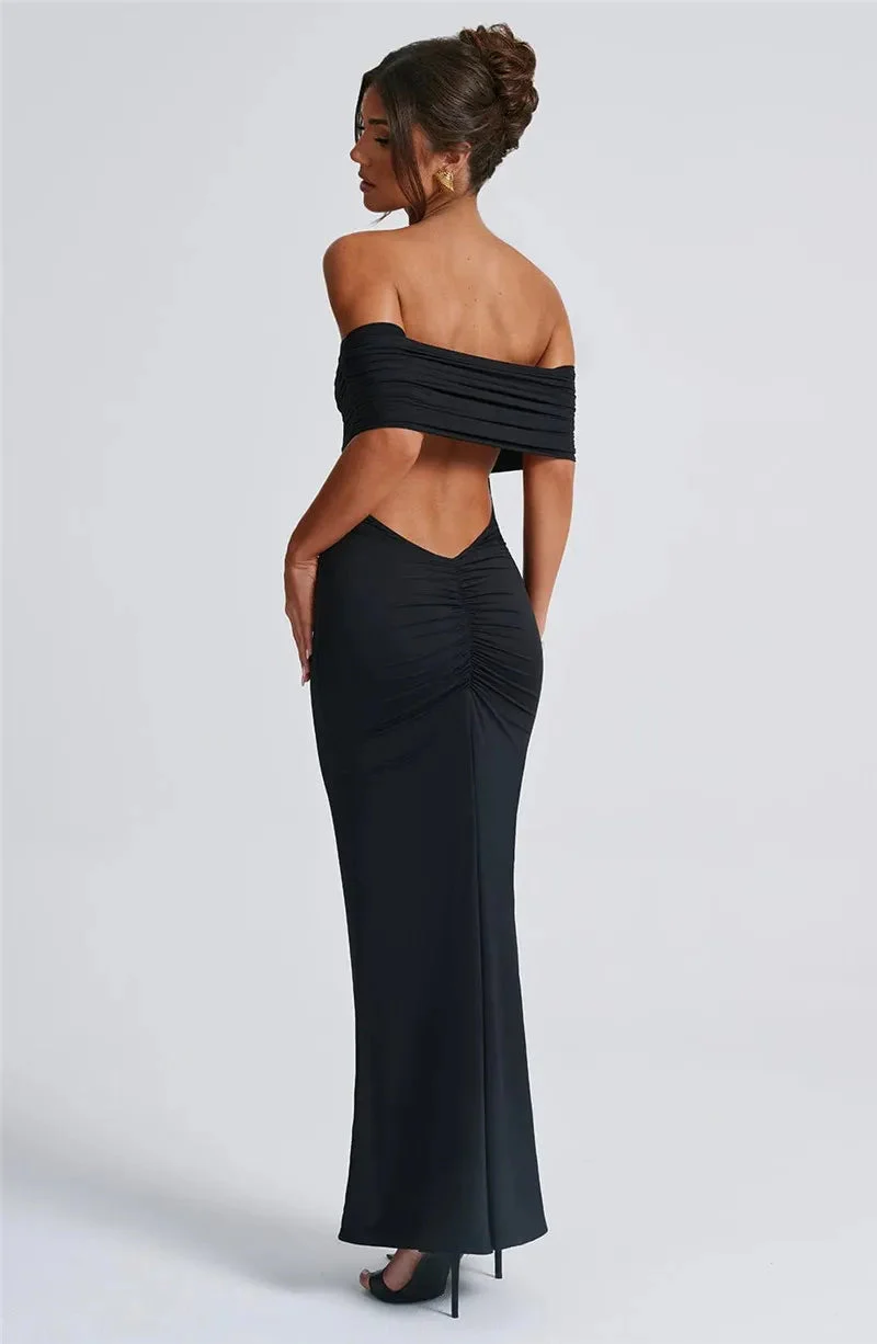 Robe maxi dos nu sans bretelles pour femmes
