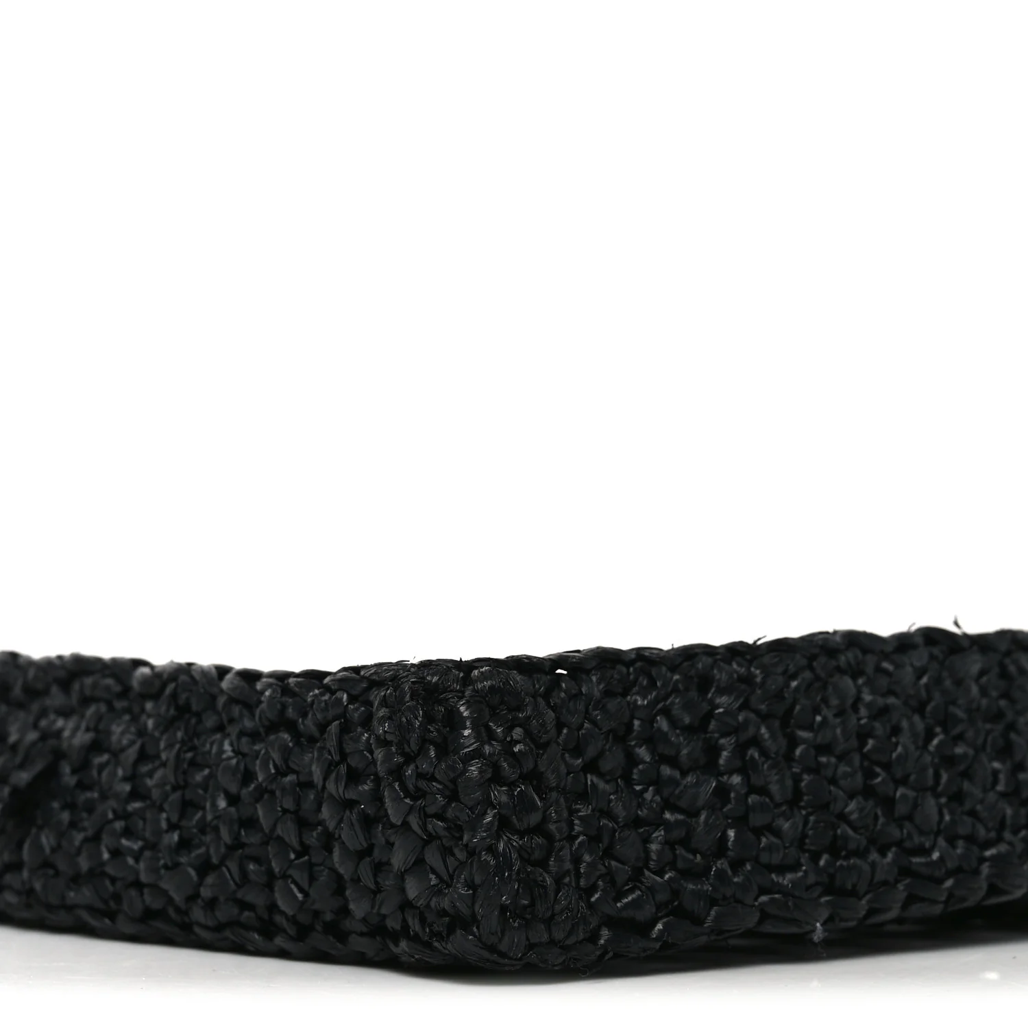 Yarn Raffia Effect Crochet Logo Embroidered Tote Bag Black