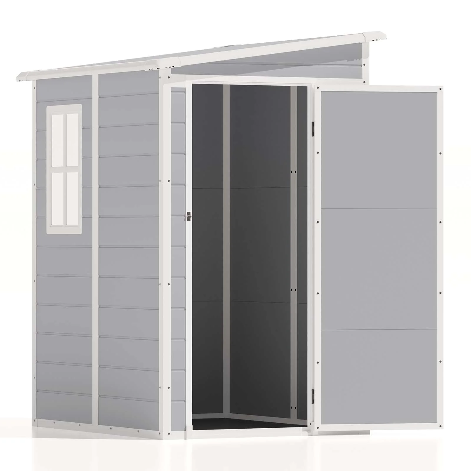 5x4 FT Outdoor Storage Shed, Resin Storage Shed with Floor Window Lockable Door for Patio Furniture, Garden Tools and Bicycle, White - Image 3