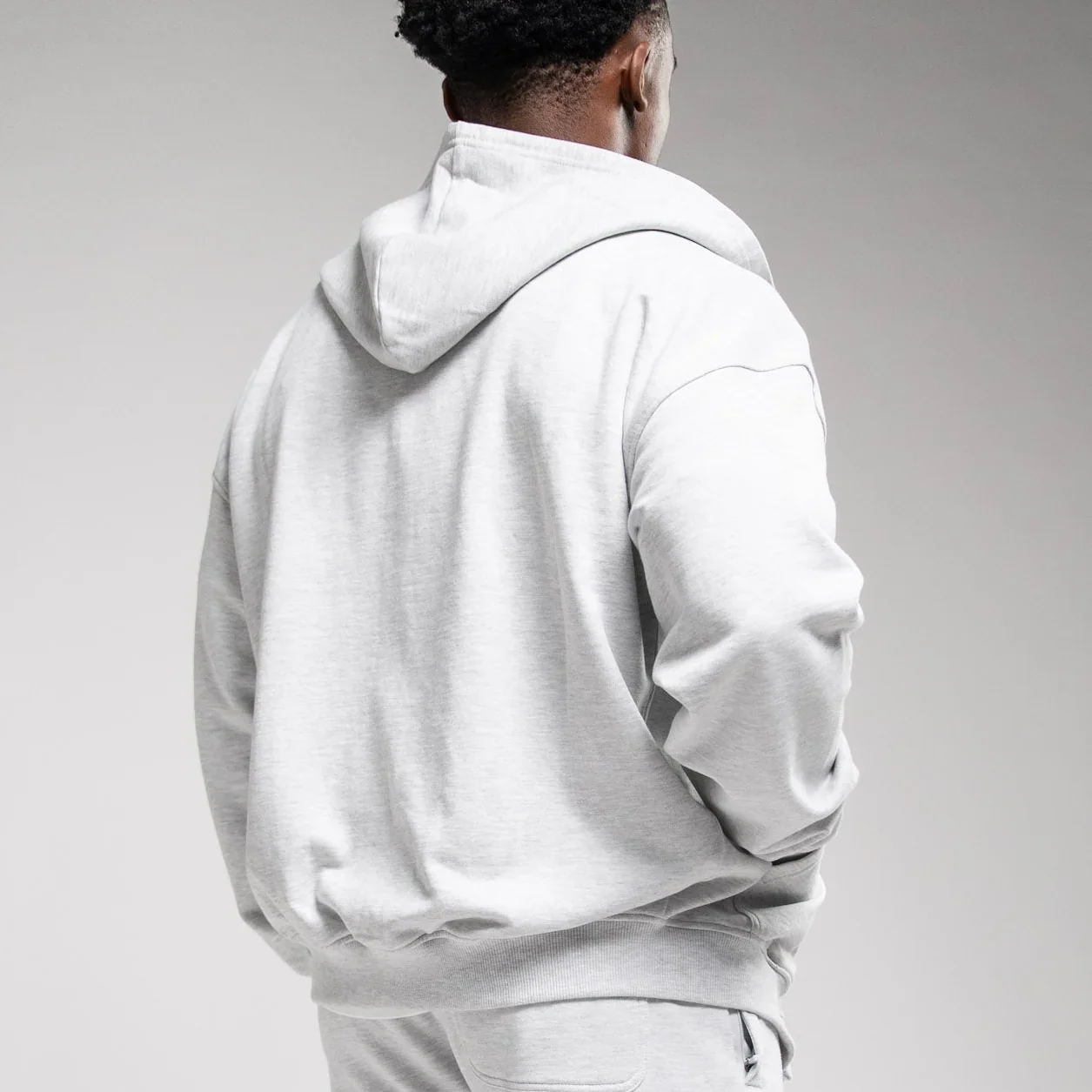 EVOLVE LIGHT GREY MARL OVERSIZED FULL ZIP HOODIE