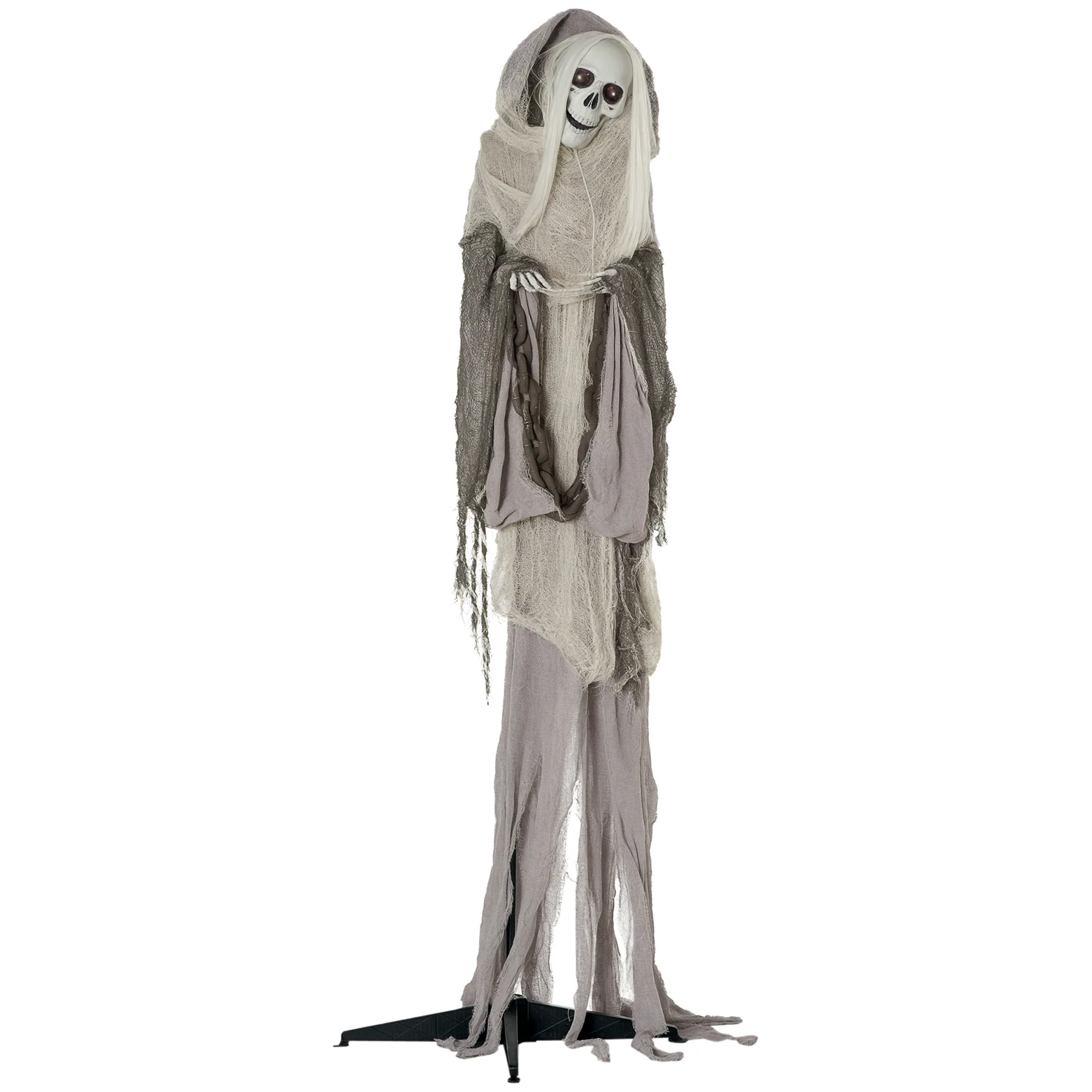 AECOJOY Outdoor Halloween Decorations Skeleton Witch, Sound and Motion Activated Decor