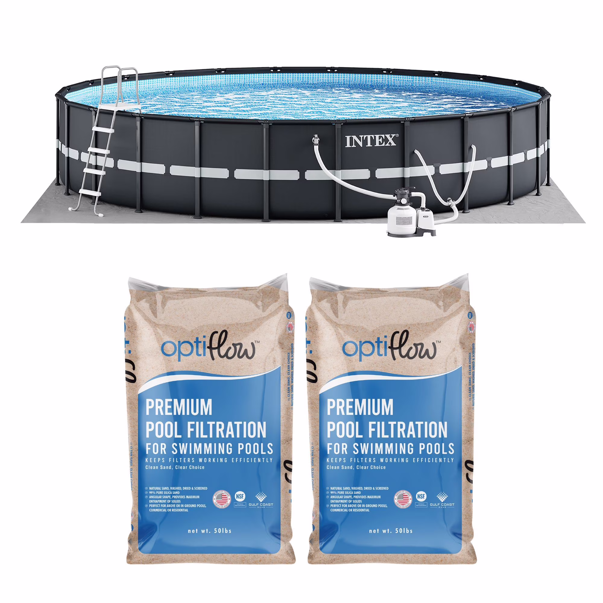Ultra XTR 24' x 52" Round Above Ground Pool 2 Pack OptiFlow Filter Sand(24 ft)