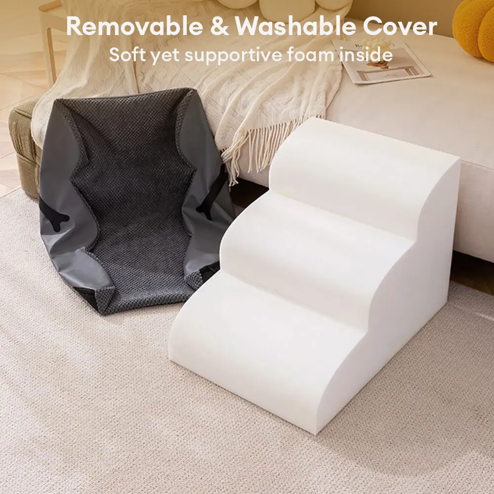 Adjustable Non-Slip Washable Soft Dog Stairs with Gentle Ramp
