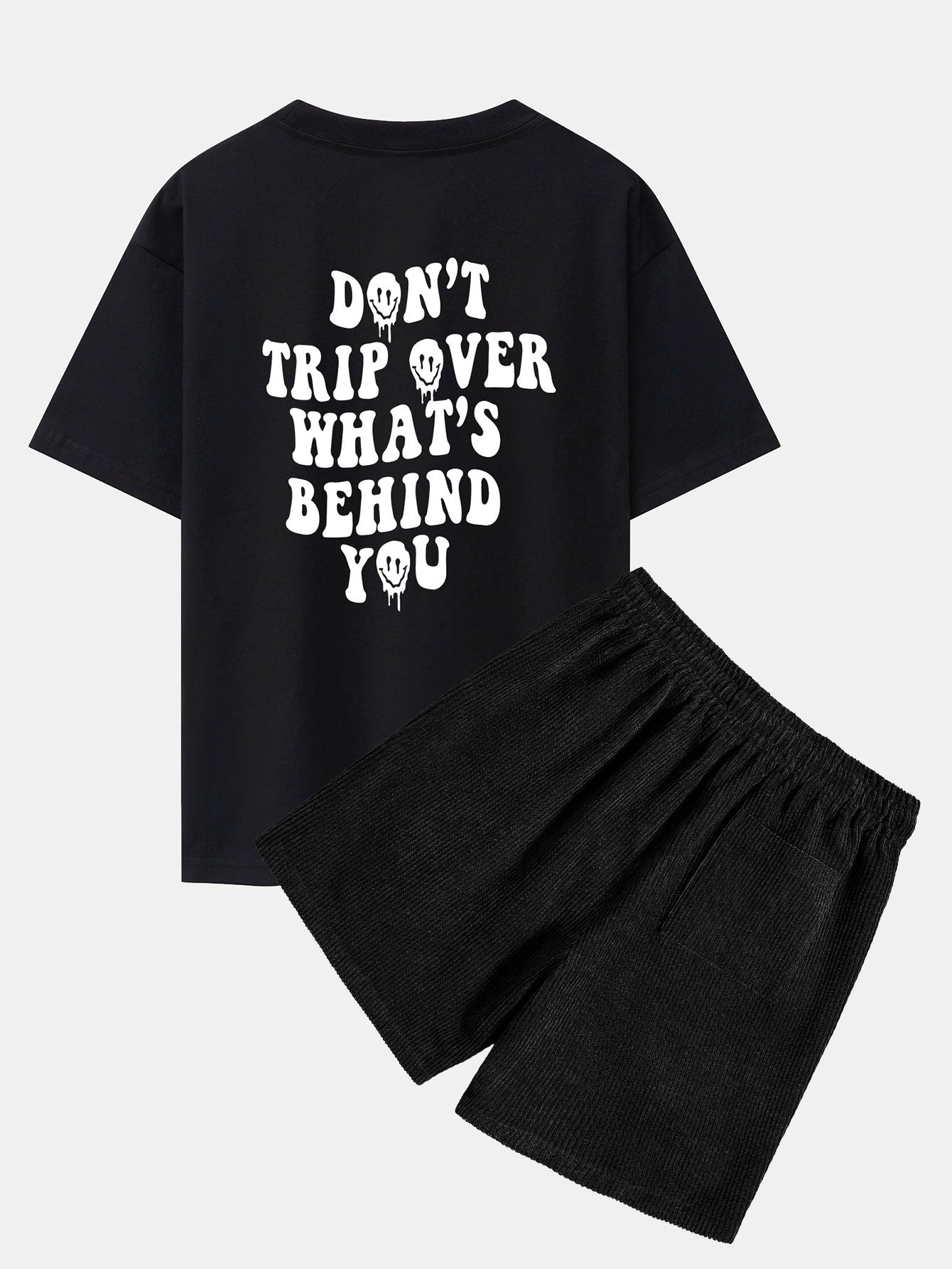 T-shirt oversize à slogan imprimé au dos et short en velours côtelé