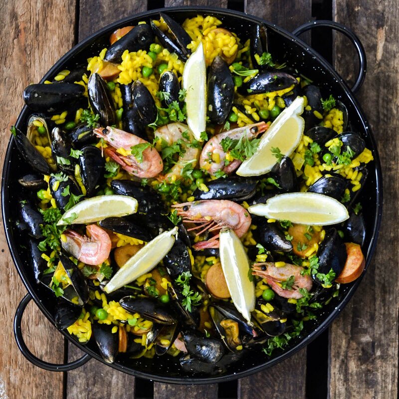 Paellapannen 30 cm emalijert