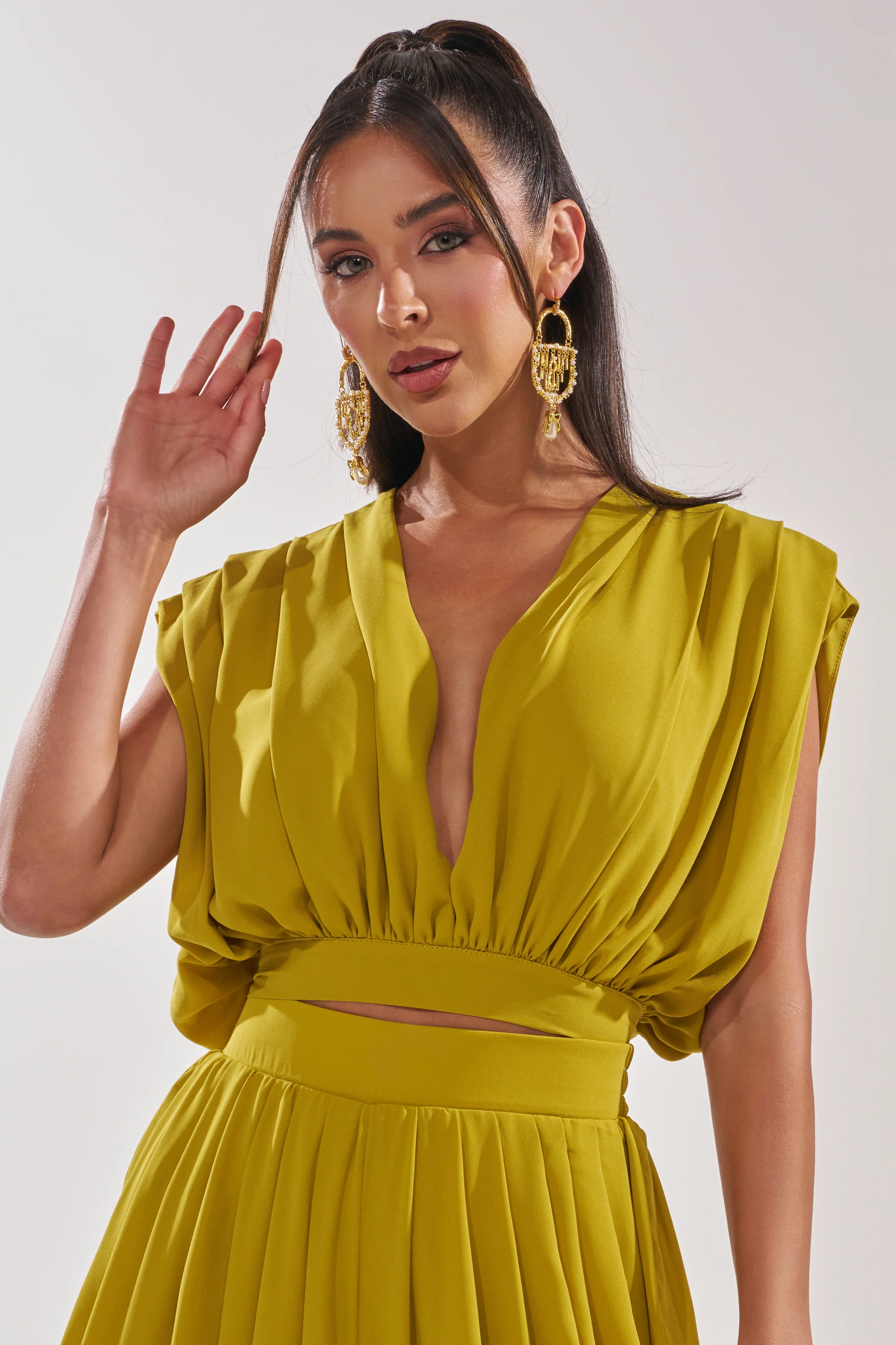 READY TO DANCE SLINKY BLOUSE IN CHARTREUSE - Akira Store