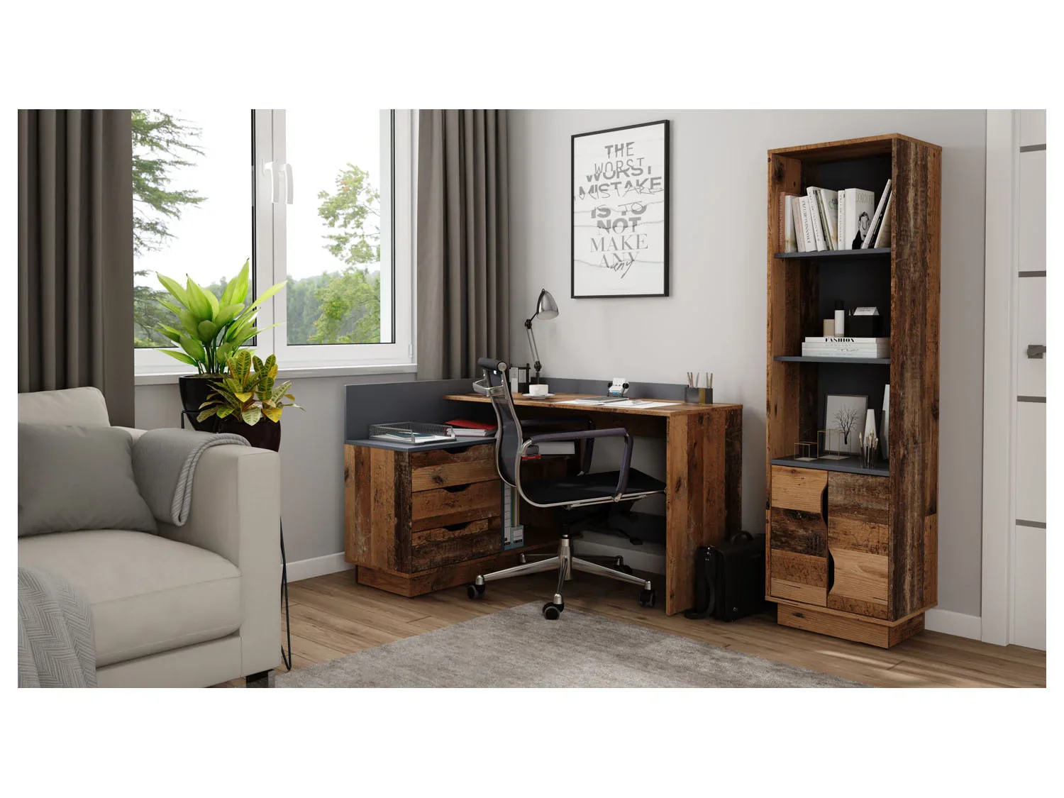 byLIVING Bureau d'angle Belfast avec compartiments, 129 x 105 x 83 cm