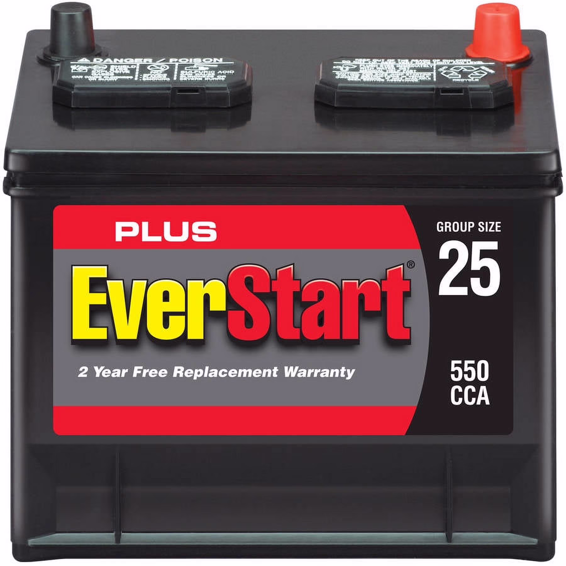 Plus Lead Acid Automotive Battery, Group Size 25-3 (12 Volt/550 CCA)