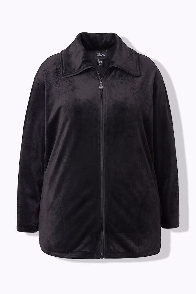 Velour Zip Front Stretch Knit Lounge Jacket