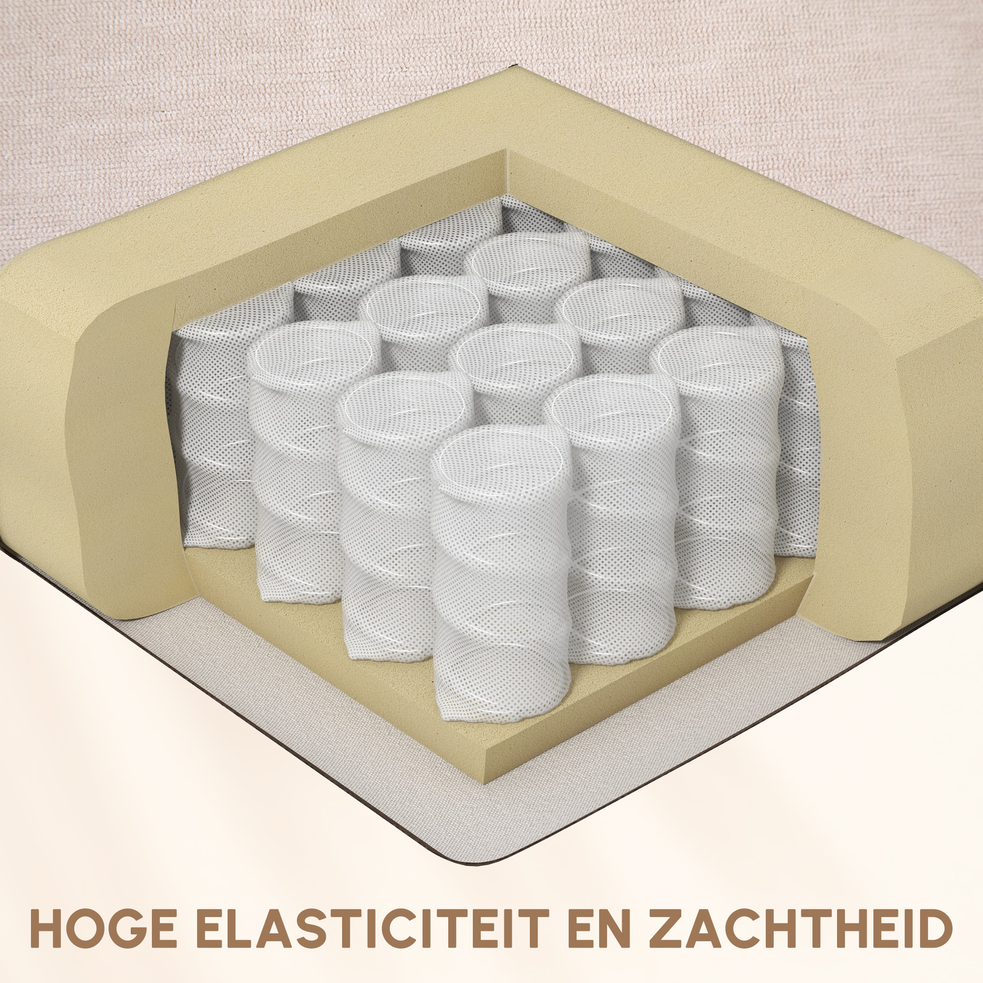 HOMCOM Massagestoel met Verwarmings- & Ligfunctie, Draaibaar, tot 150 kg, Metaal Frame, 98x90x98cm, Beige