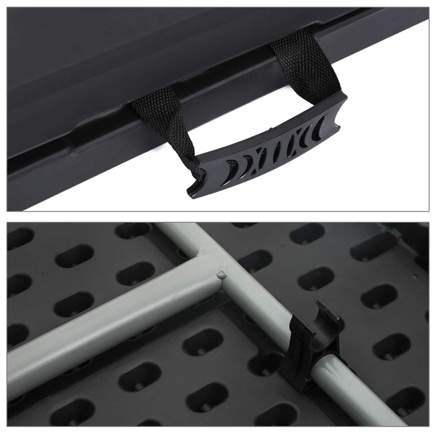 11 Pieces 6 Ft Plastic Foldable Card Table and Chair Set�?Portable Folding Table with Handle Picnic Desk and Folding Chairs with Backrest, Black(Black) - Image 7