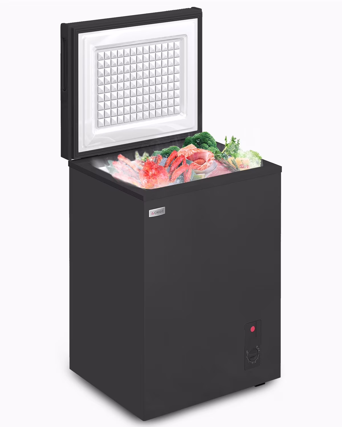 TABU Chest Freezer, 3.5 cu ft Deep Freezer, Garage Ready, Adjustable Temperature, Black