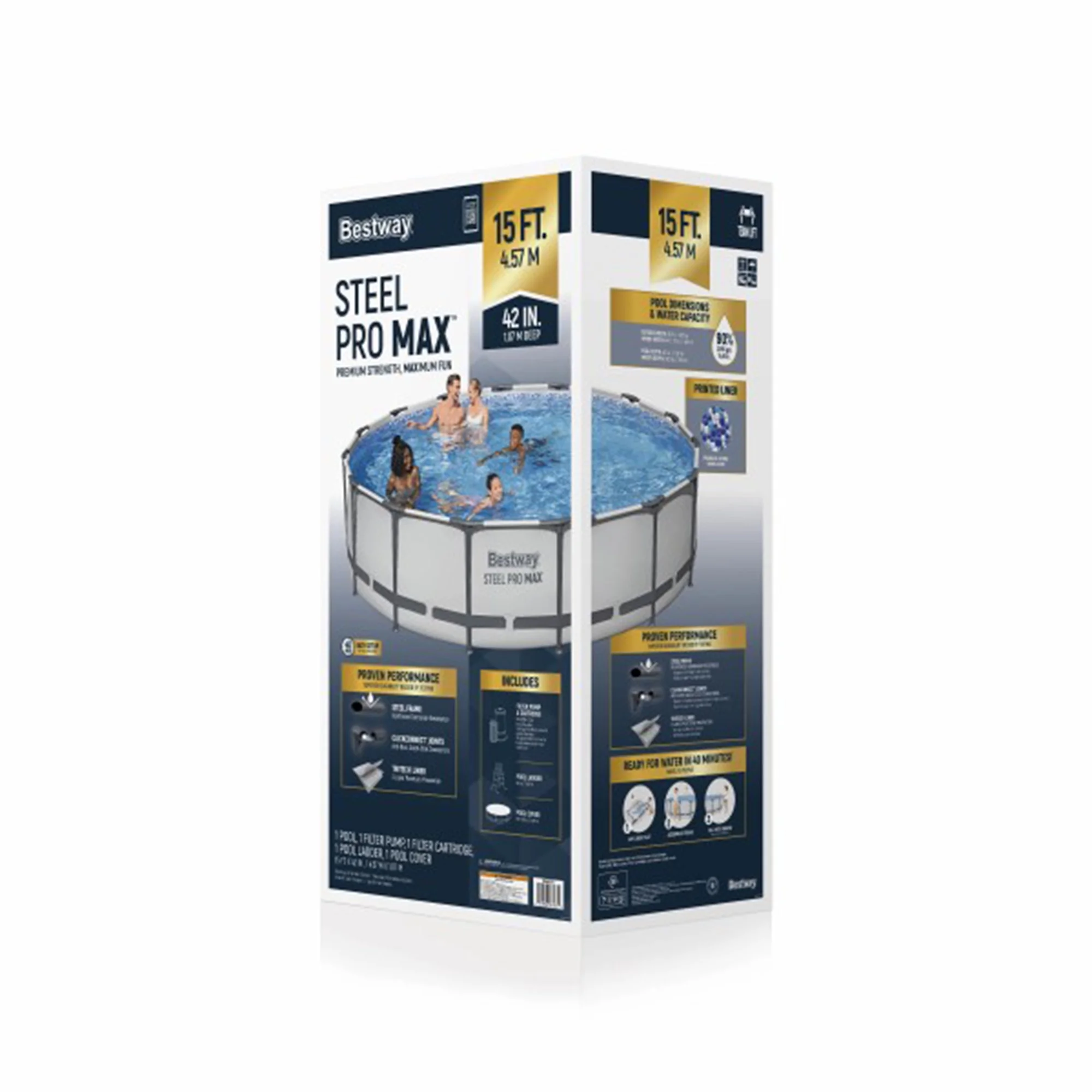 Open Box Steel Pro Max 15'x42" Frame Above Ground Pool Set - Image 10
