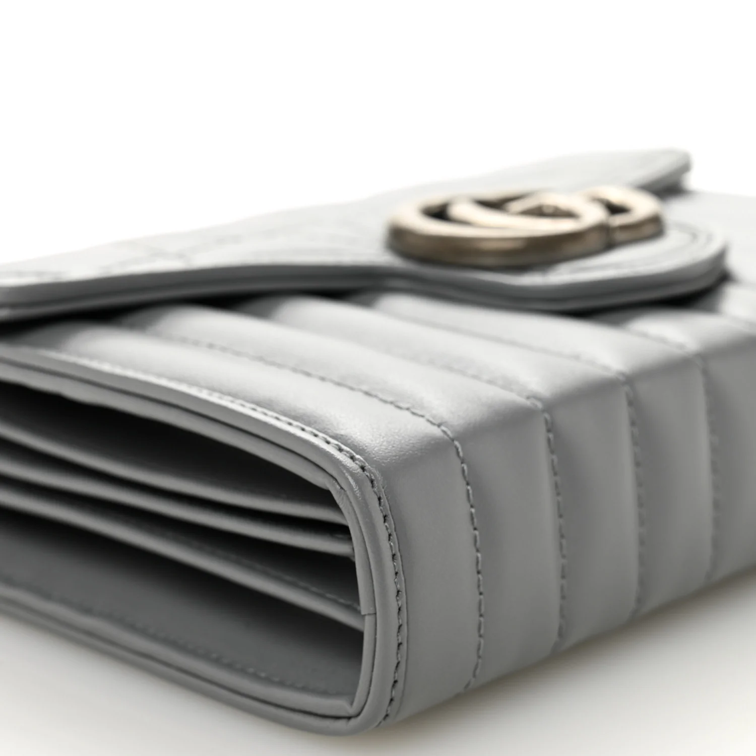 Calfskin Matelasse Aria GG Marmont Chain Wallet Deep Grey