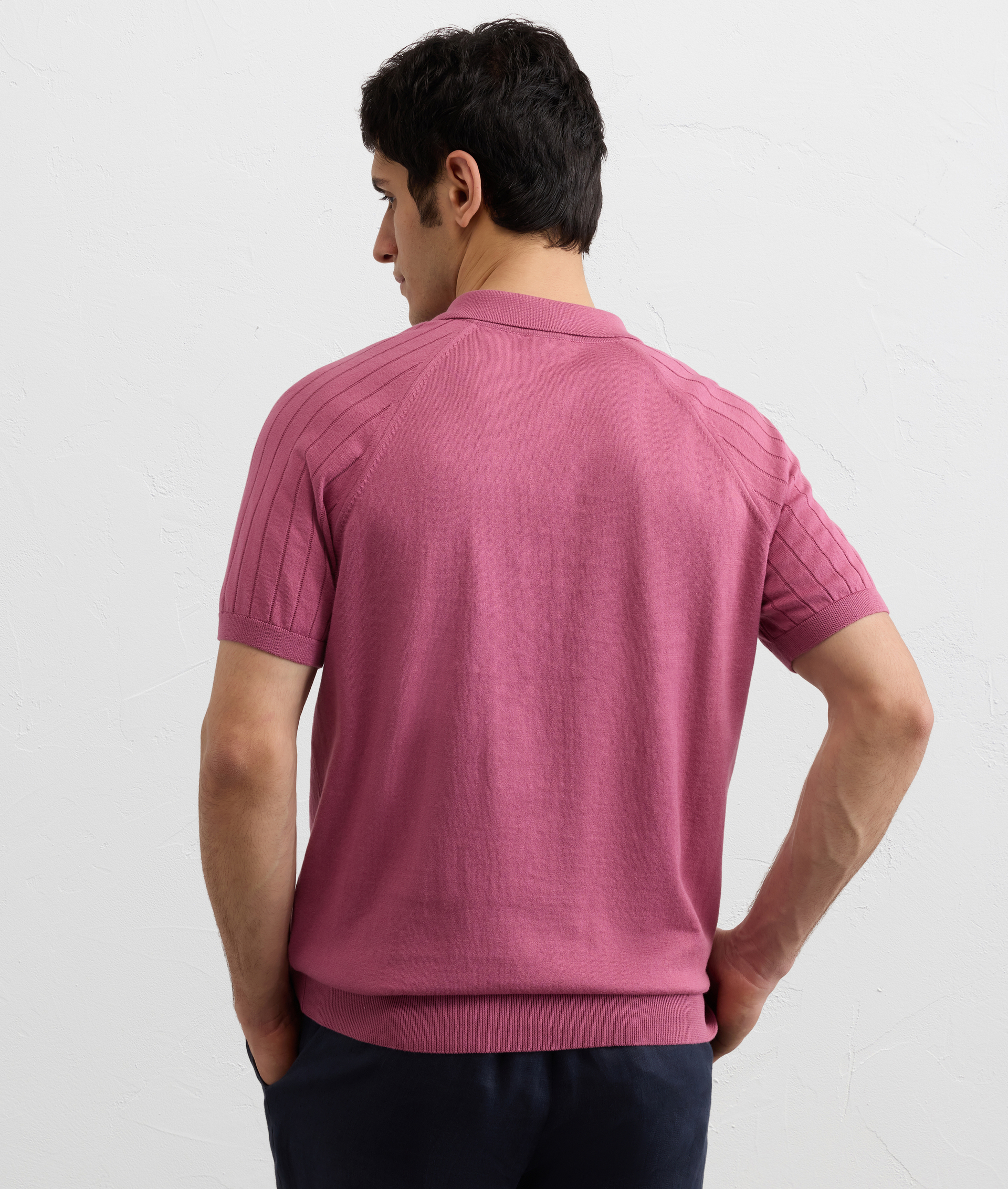 PURPLE COTTON RAGLAN SHORT SLEEVED POLO SHIRT