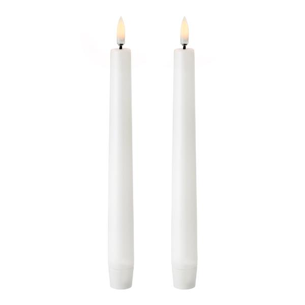 LED kronelys 20,5x2,3 cm 2 stk hvit