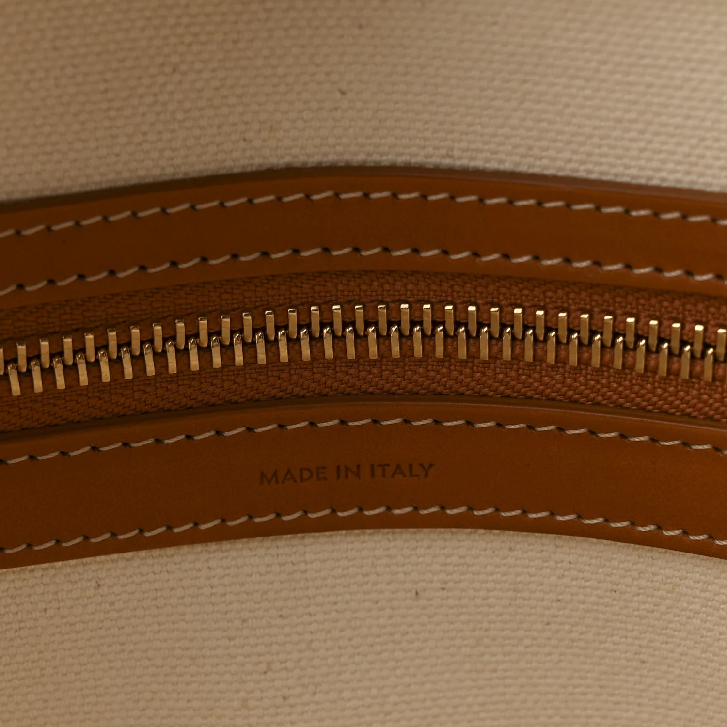 Canvas Calfskin Horizontal Cabas Natural Tan