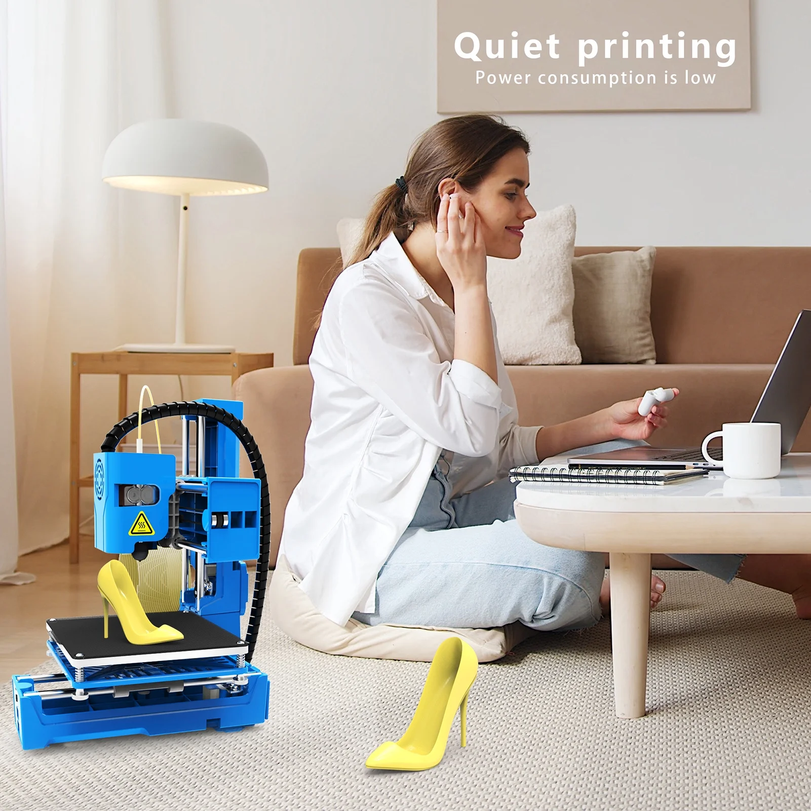 3D Printer Mini Desktop Printing Machine for Beginners Household Education(Black)(Black) - Image 10