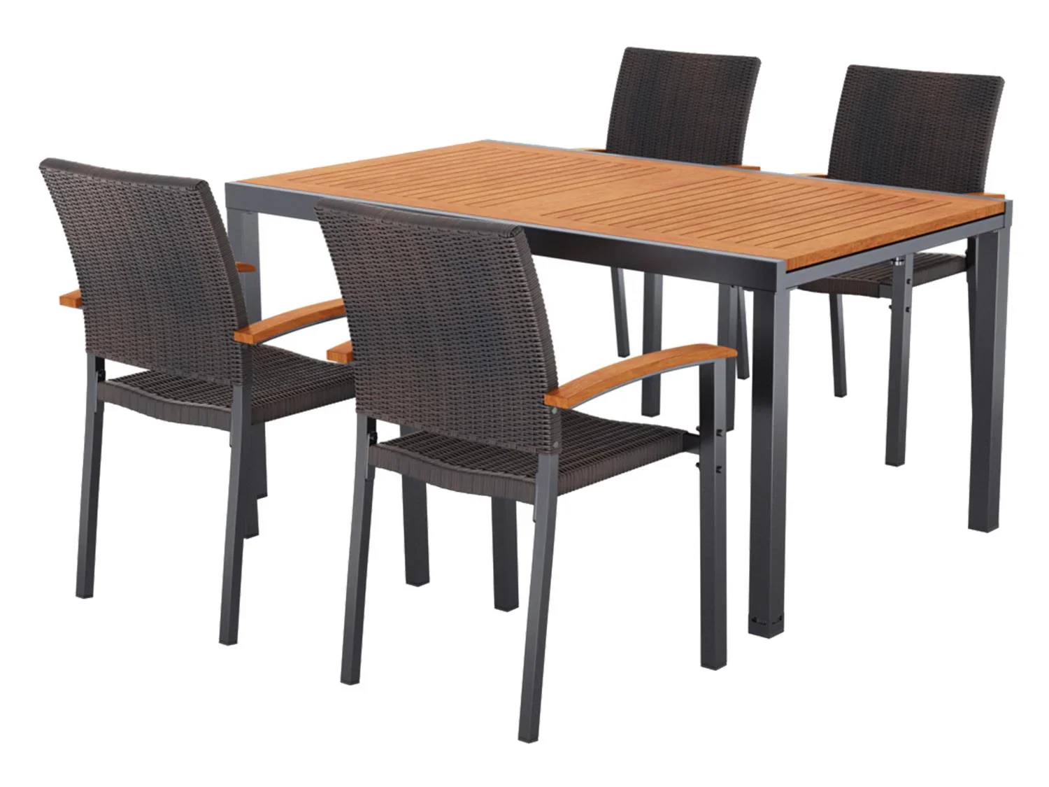 LIVARNO home Table de jardin + Lot de 4 fauteuils Valencia