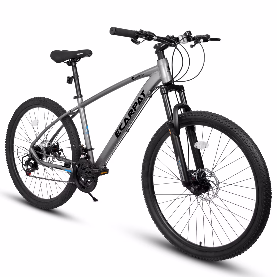 27 Inch Mountain Bike 21 Speed, Suspension Fork, Aluminum Frame Disc Brake, City Snow Beach Mountain Bike Adult Bike for Men Women Men, Silver