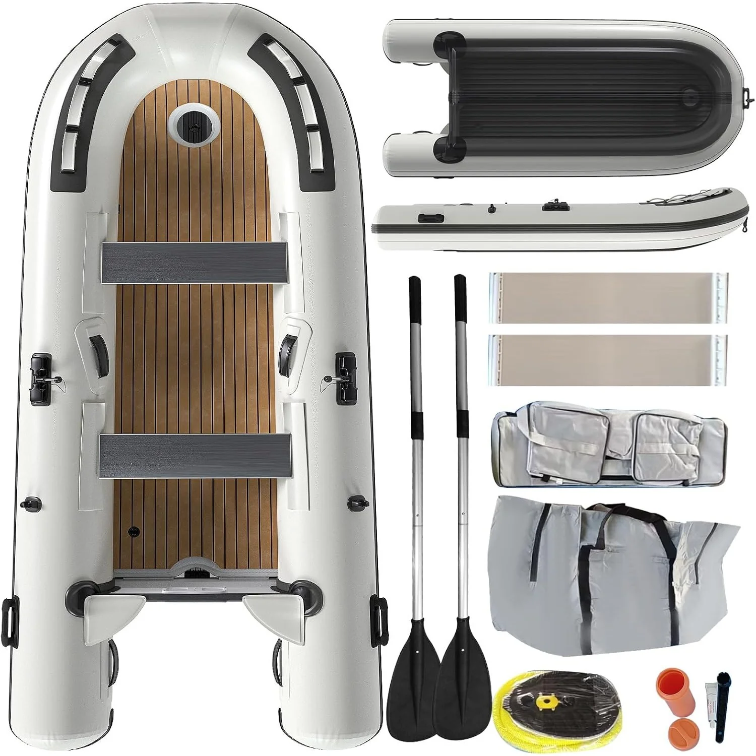 AECOJOY 10.5ft Inflatable Dinghy Boat, 1200 lbs Capacity, Transom Sport Tender Fishing Rafting, Inflatable Pontoon Boat for Adults