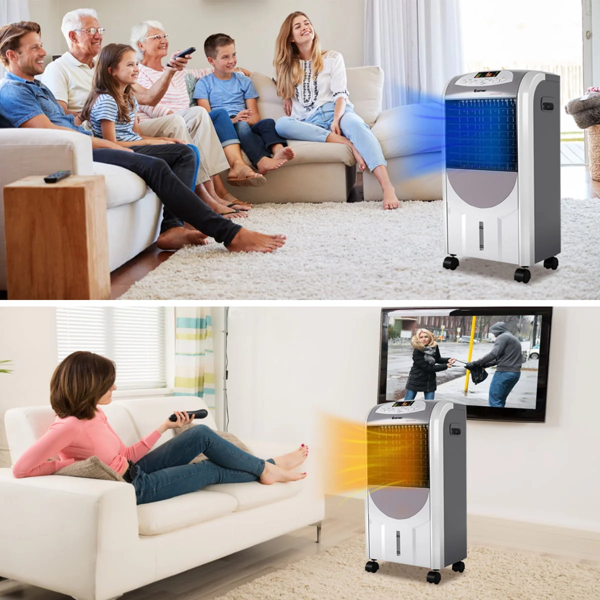 Costway Portable Air Cooler Fan Heater Humidifier with Washable Filter Remote Control Image 2