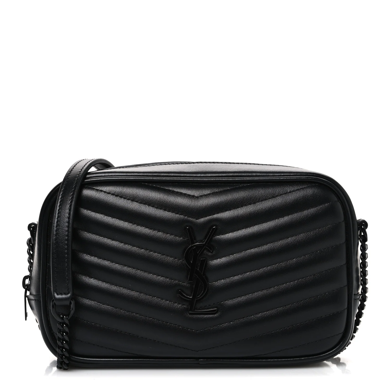 Calfskin Matelasse Monochrome Monogram Mini Lou Camera Bag Black