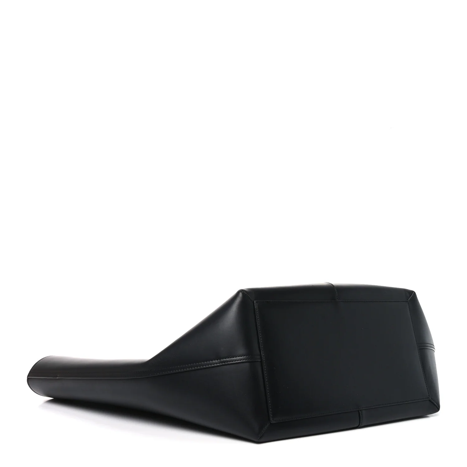 Smooth Calfskin Maxi Trapezoid Shopping Tote Black