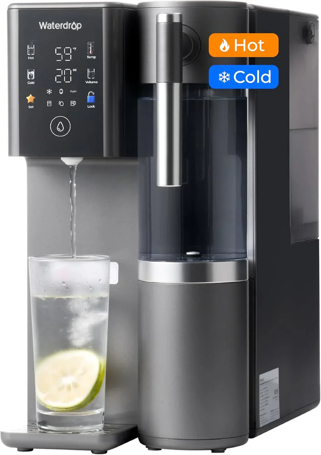 Système d'osmose inverse de comptoir Waterdrop WD-A2 : rapport eau purifiée/eau rejetée de 3:1