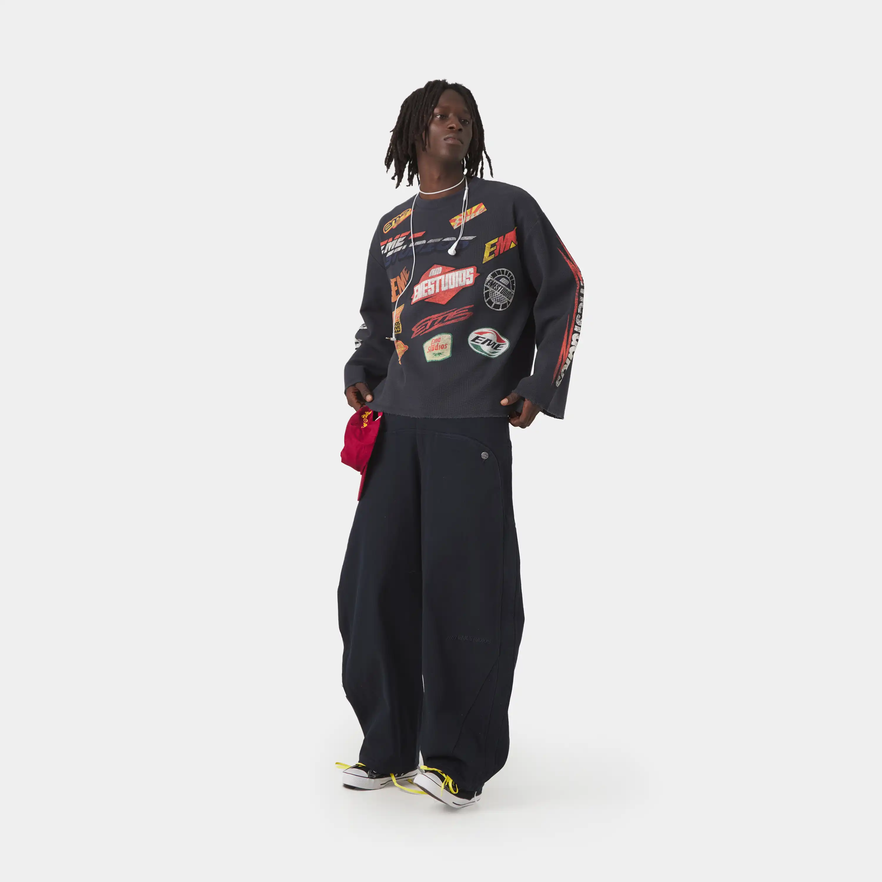 Waffle Navy Crewneck