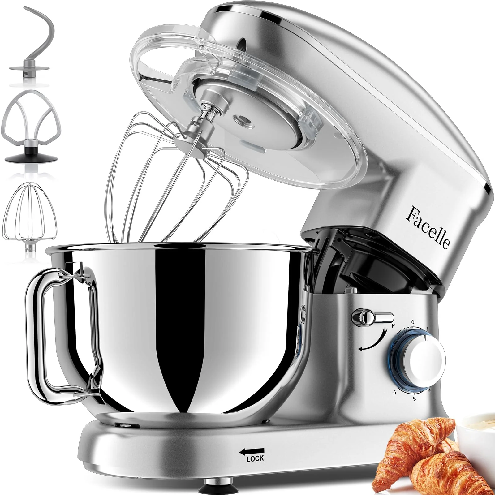 Facelle Electric Stand Mixer. 660W 6 Speed Kitchen Mixer