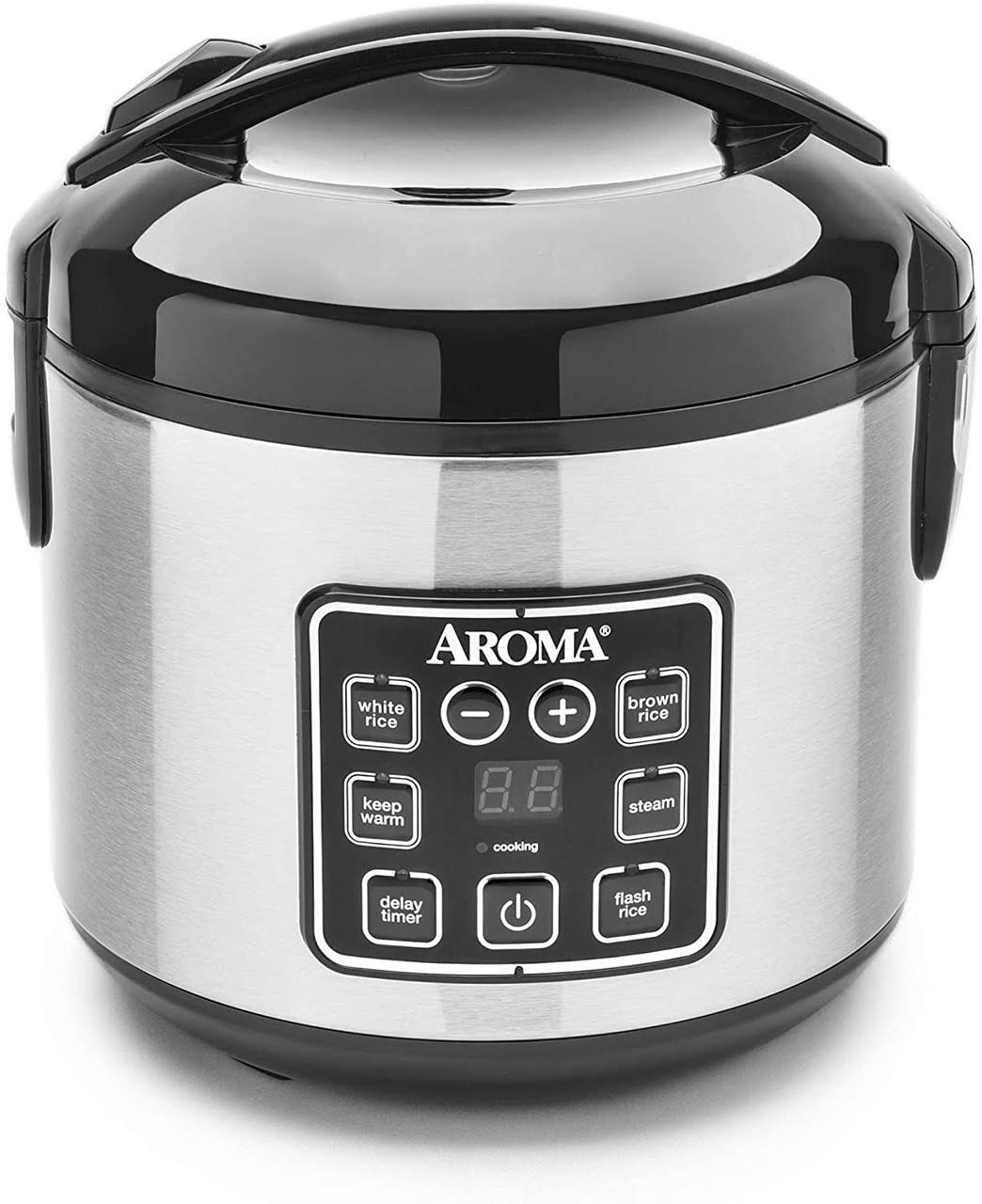 Aroma 8 Cup Digital Cool-Touch Rice Cooker and Food Steamer, Stainless