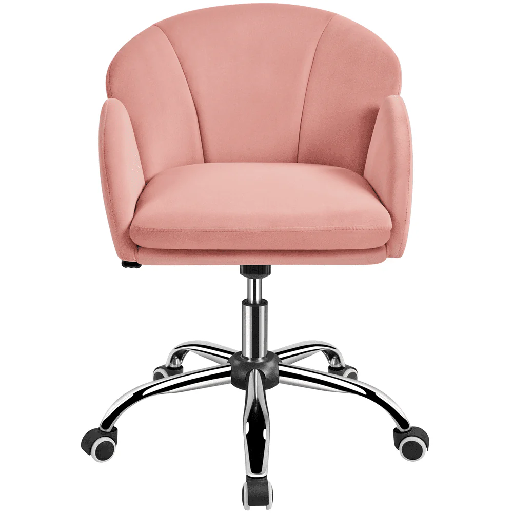 Yaheetech Modern Vanity Chair Swivel Rolling Chair with Armrests, Pink(1/Black) Image 3