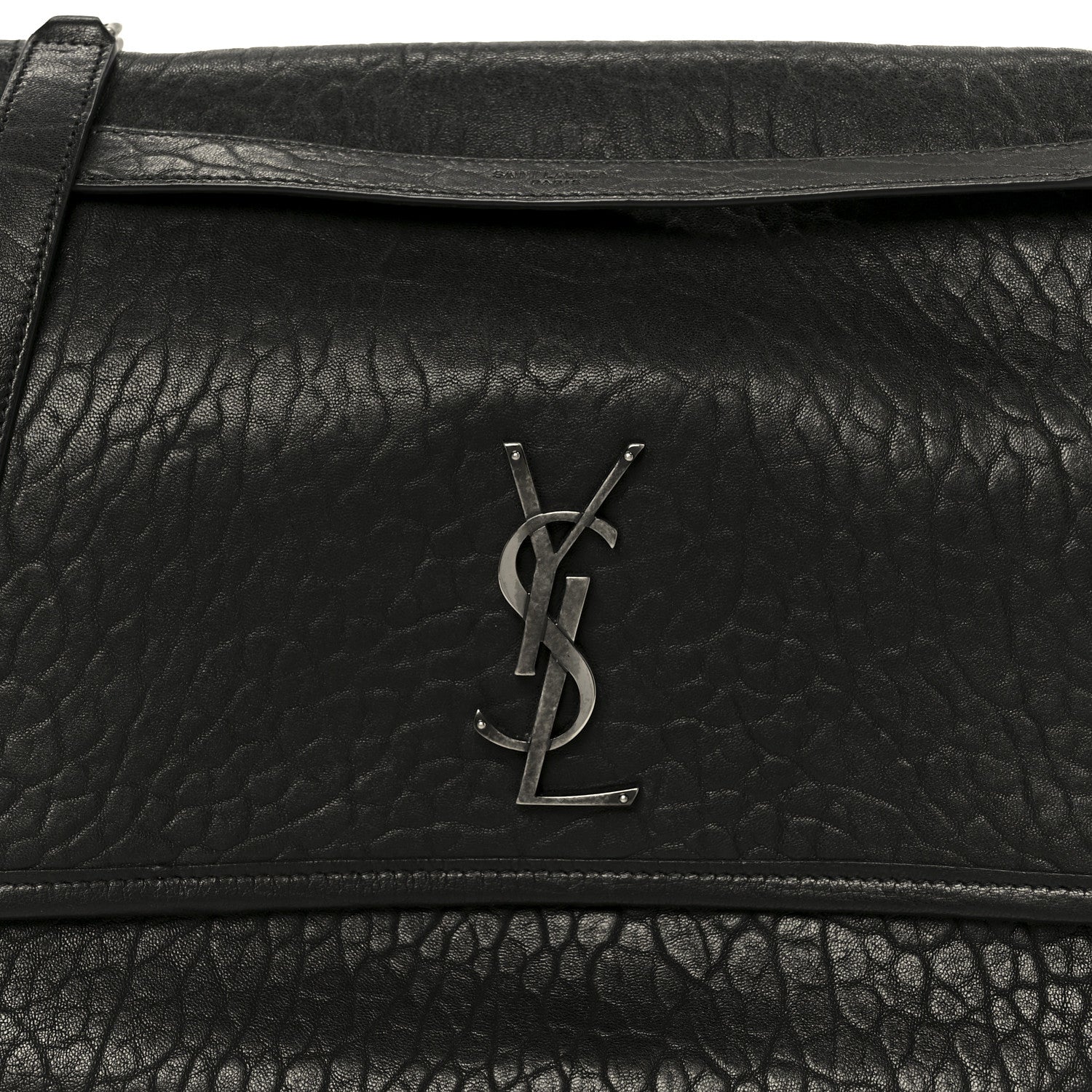 Grained Lambskin Monogram Large Niki Chain Satchel Black