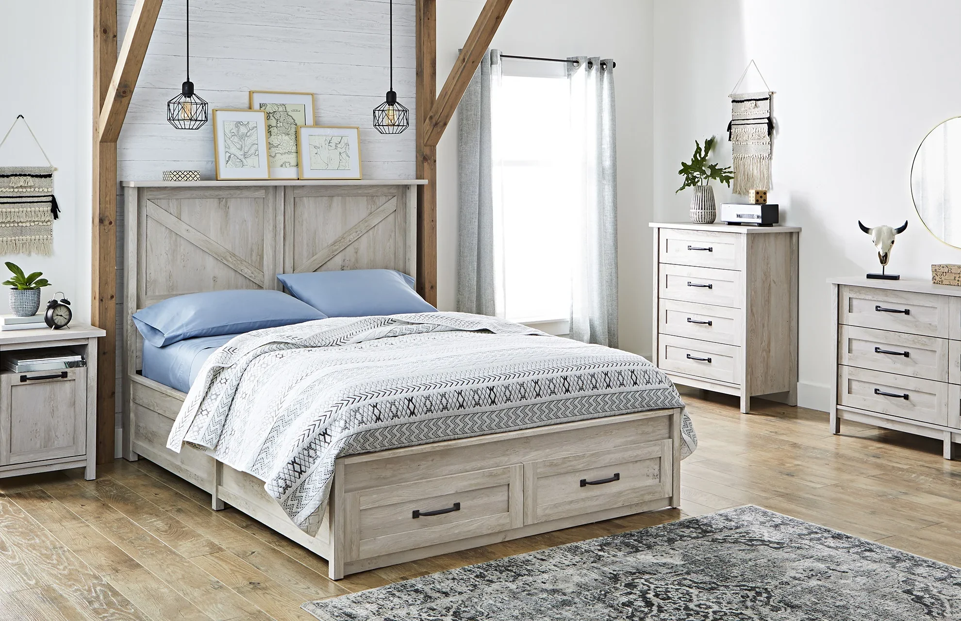 Better Homes & Gardens Modern Farmhouse 6-Drawer Dresser, Rustic White Finish