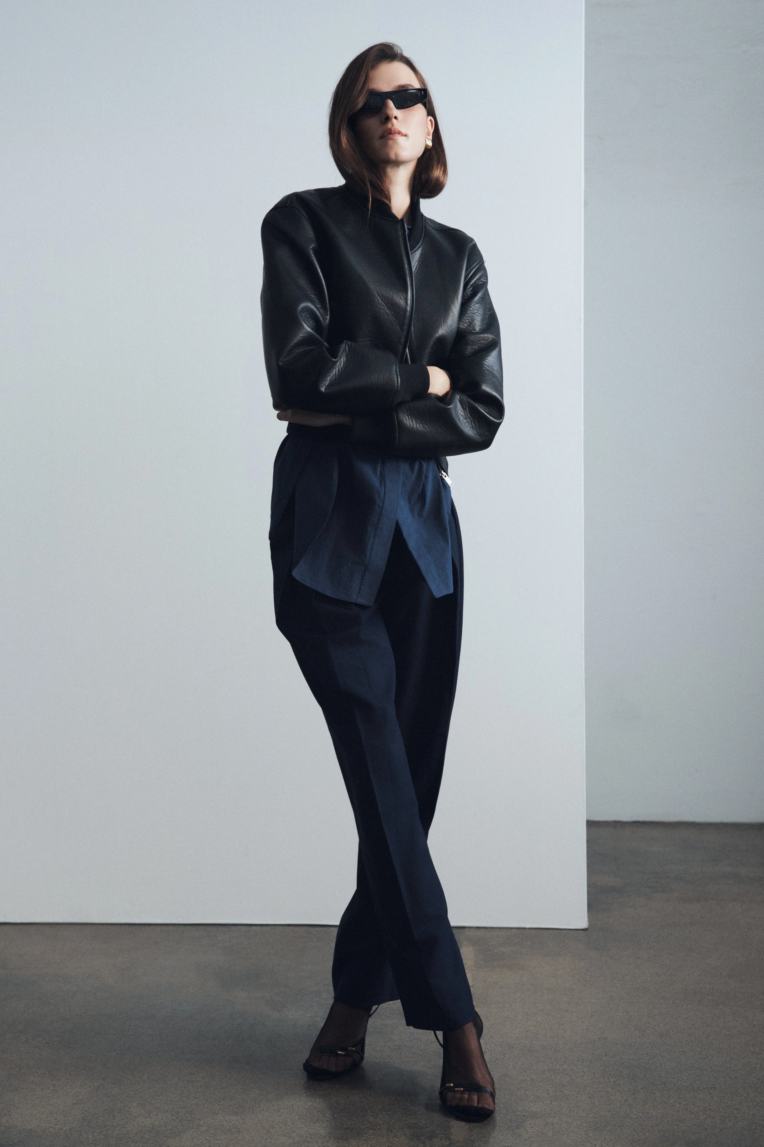 Codi Faux Leather Bomber Jacket - Black