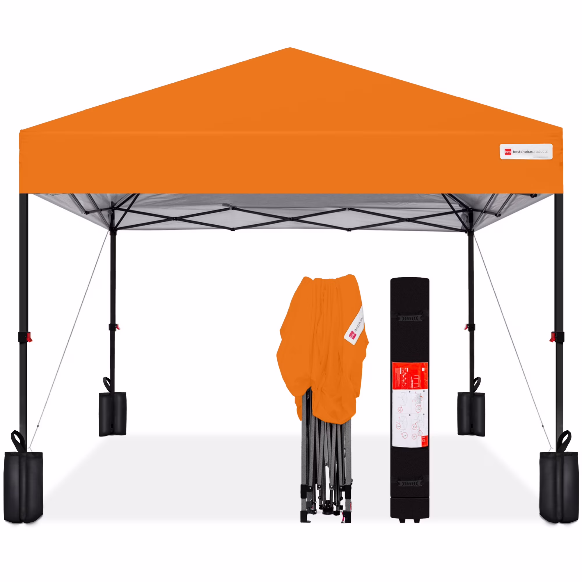 12x12ft Easy Setup Pop Up Canopy w/ 1-Button Setup, Wheeled Case, 4 Weight Bags Navy Blue(Navy Blue) - Image 3