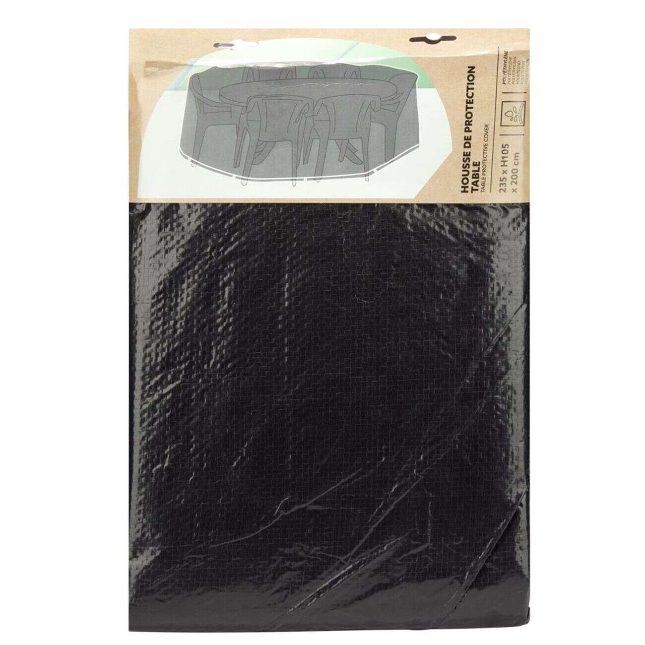 Housse de protection table de jardin noir 235x200xH105cm