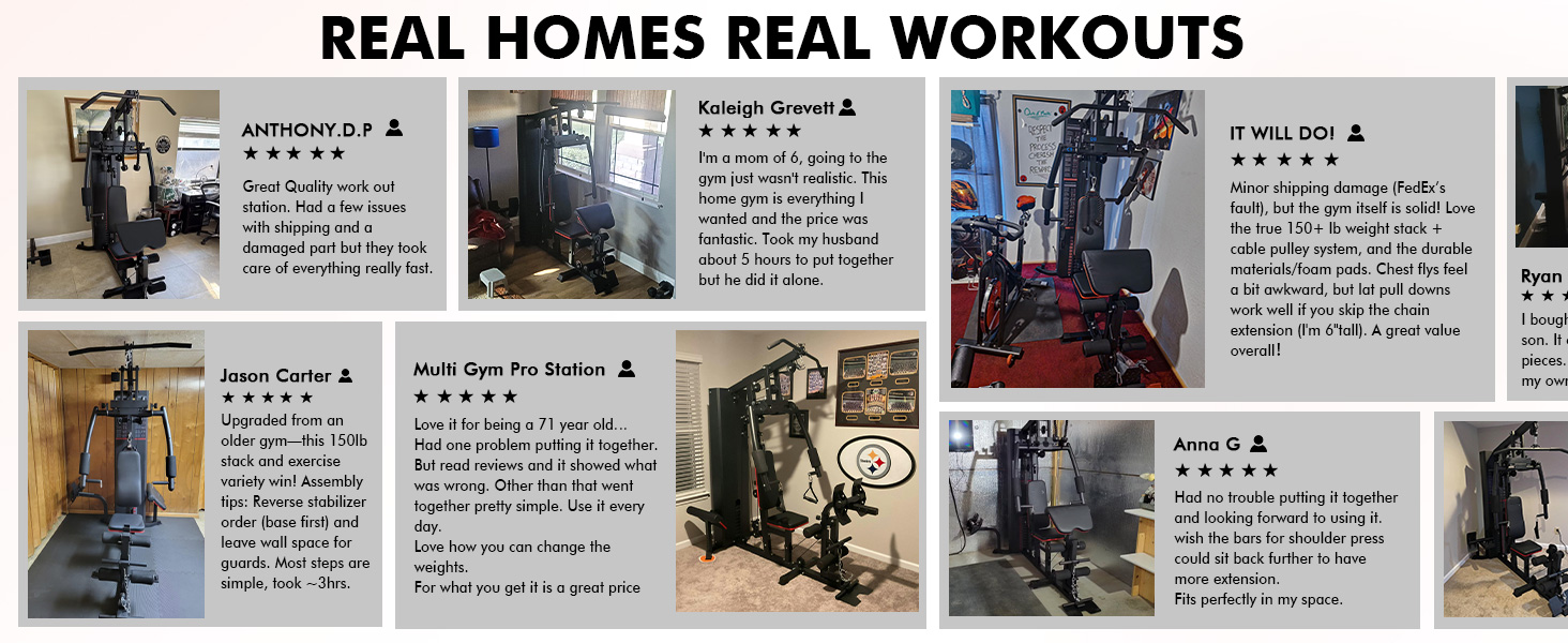 Mikolo Home Gym Workout Station with 150LBS Weight Stack Multifunctional Home Gym Equipment