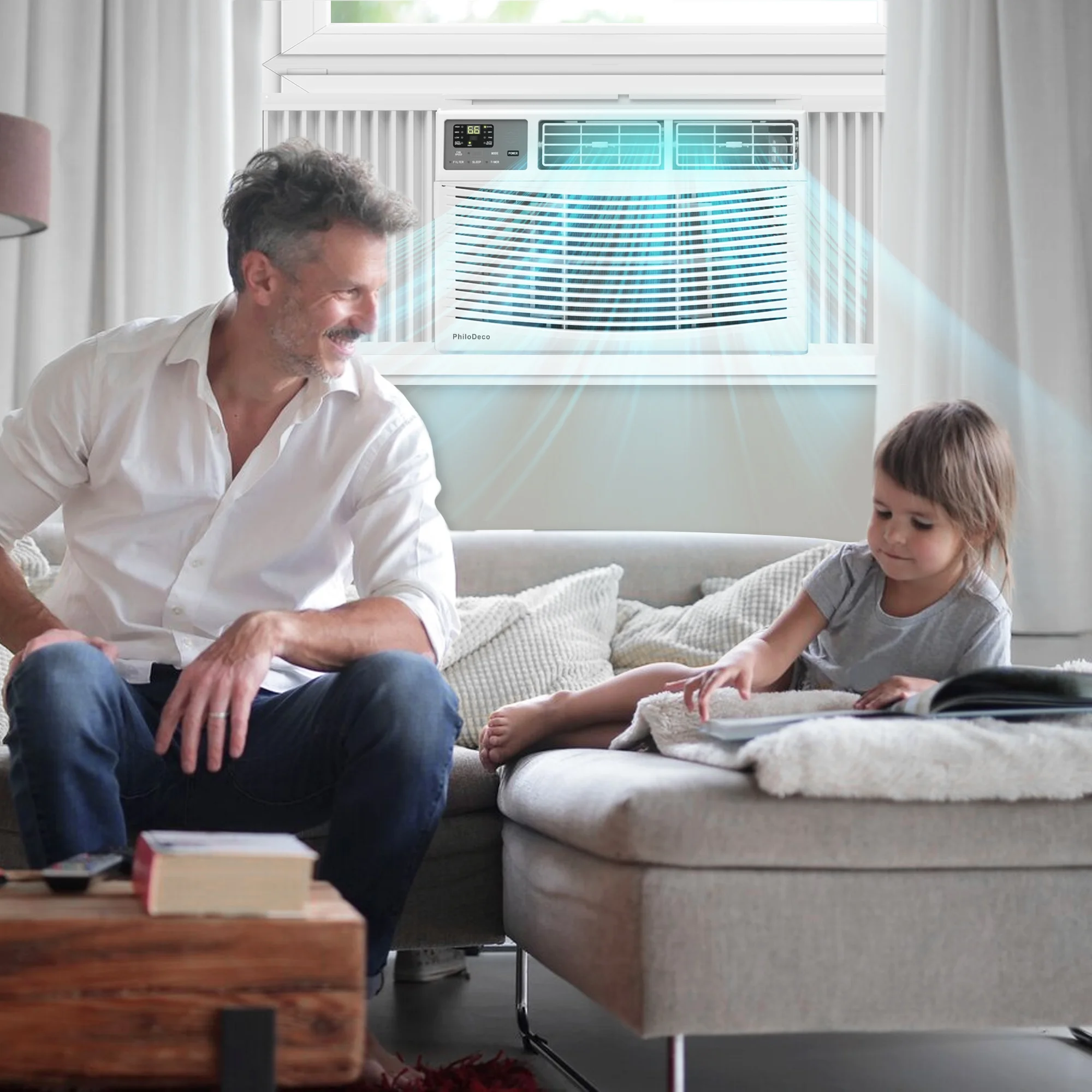 Window Air Conditioner 8000 BTU 350 Sq. Ft. Intelligent, LED Display Screen, with Remote Control, Ac Can Be Used As a Dehumidifier/Fan, Operates Quietly, Energy - Saving. Timer/Sleep and ECO
