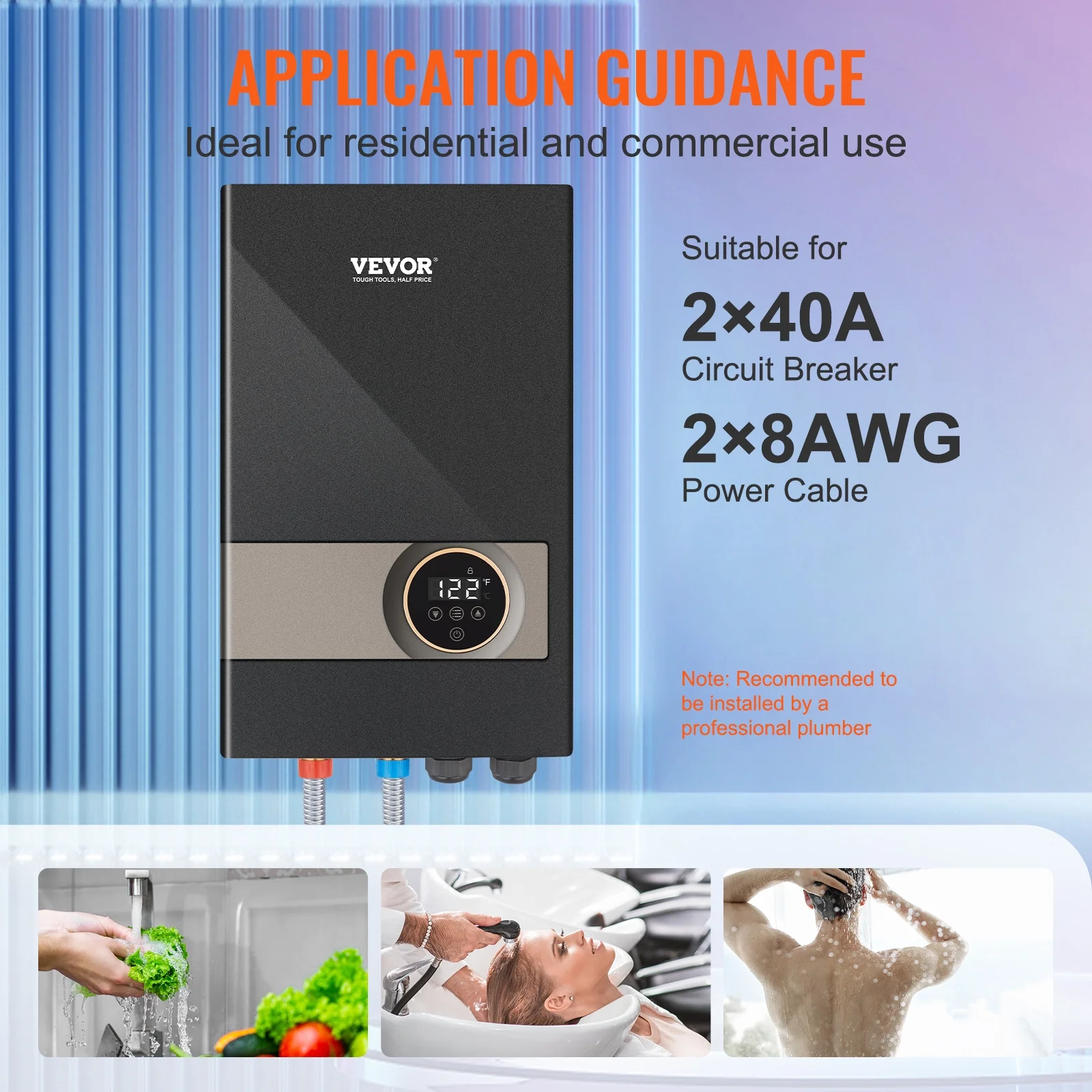 Instant Water Heater, 18kw Electric Tankless Water Boiler, Digital Temperature Display Easy Installation 24-Hour Water Supply, For Kitchen Bathroom Shower Mall Salon Shampoo ETL Listed - Image 6