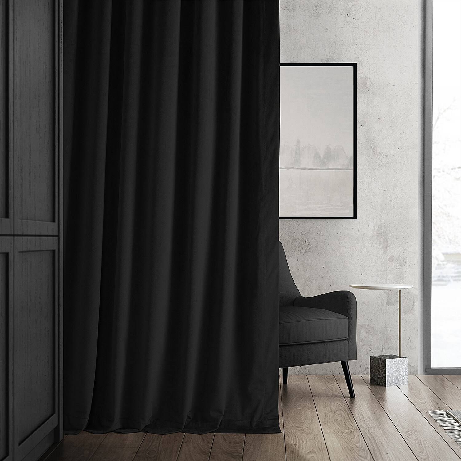 Signature Warm Black Blackout Velvet Curtain