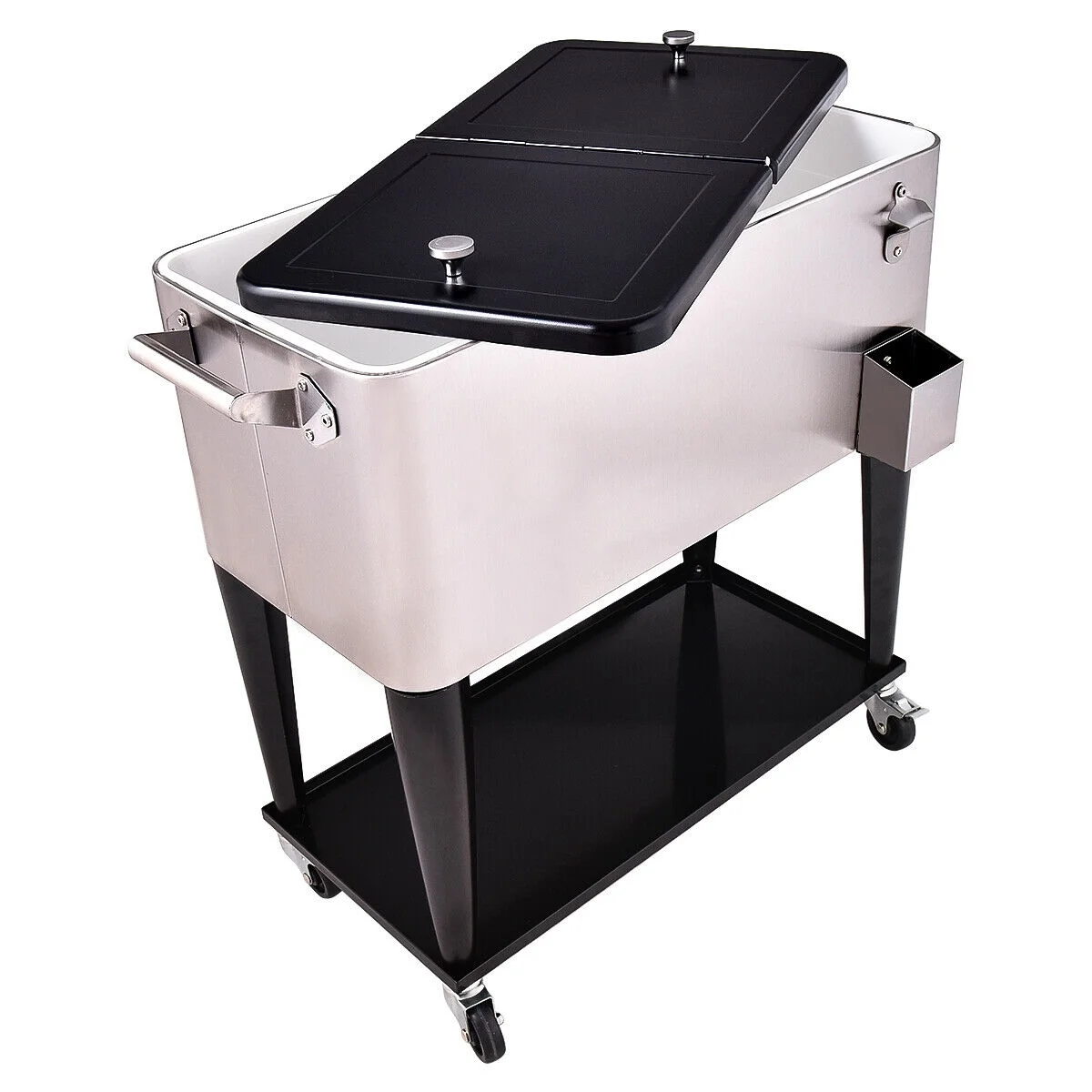 Patio Cooler Rolling Outdoor Stainless Steel Ice Beverage Chest Pool 80 Quart - Image 10