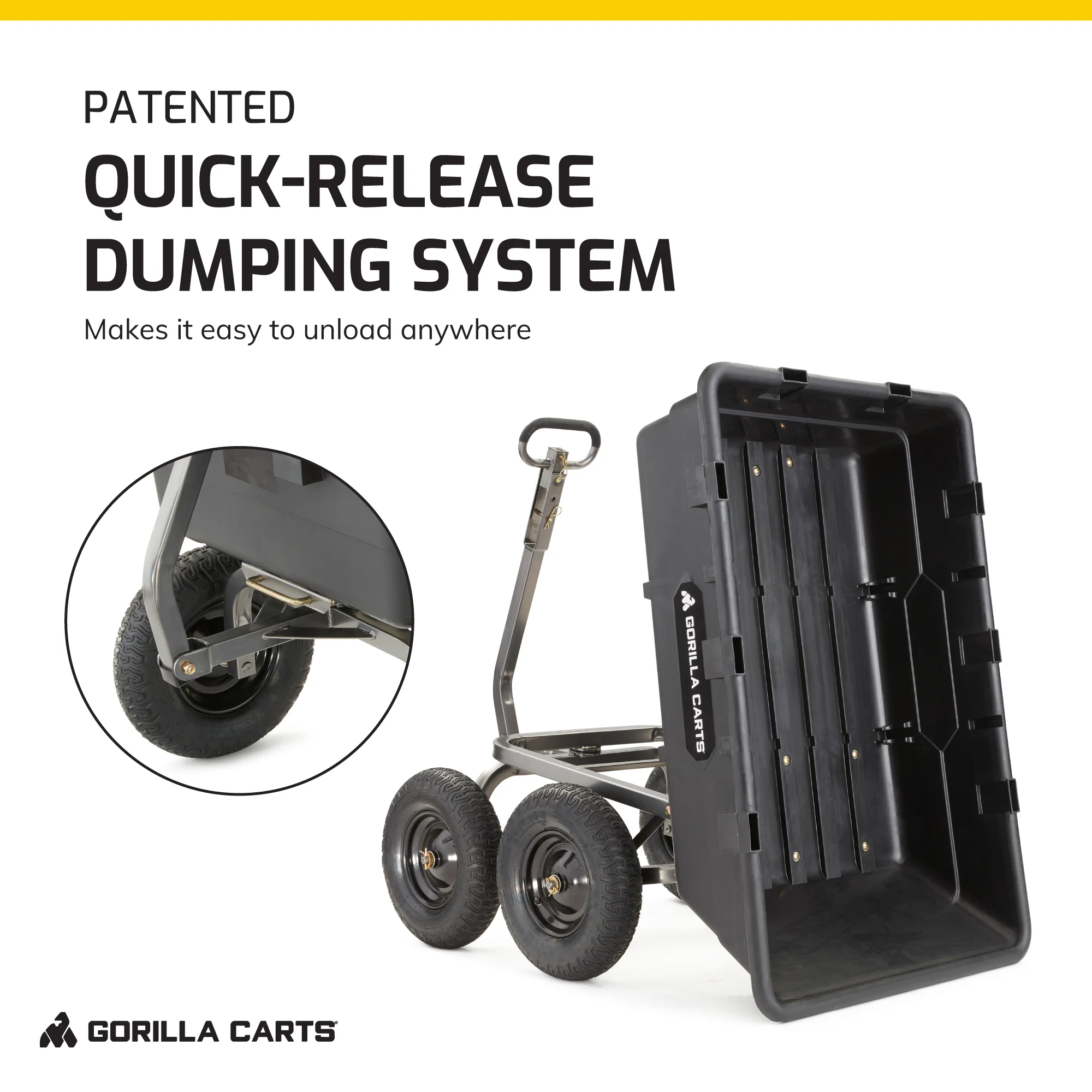 10 Cu Ft Poly Yard Dump Cart with Quick-Release, 1500 lb Capacity, Black - Image 3