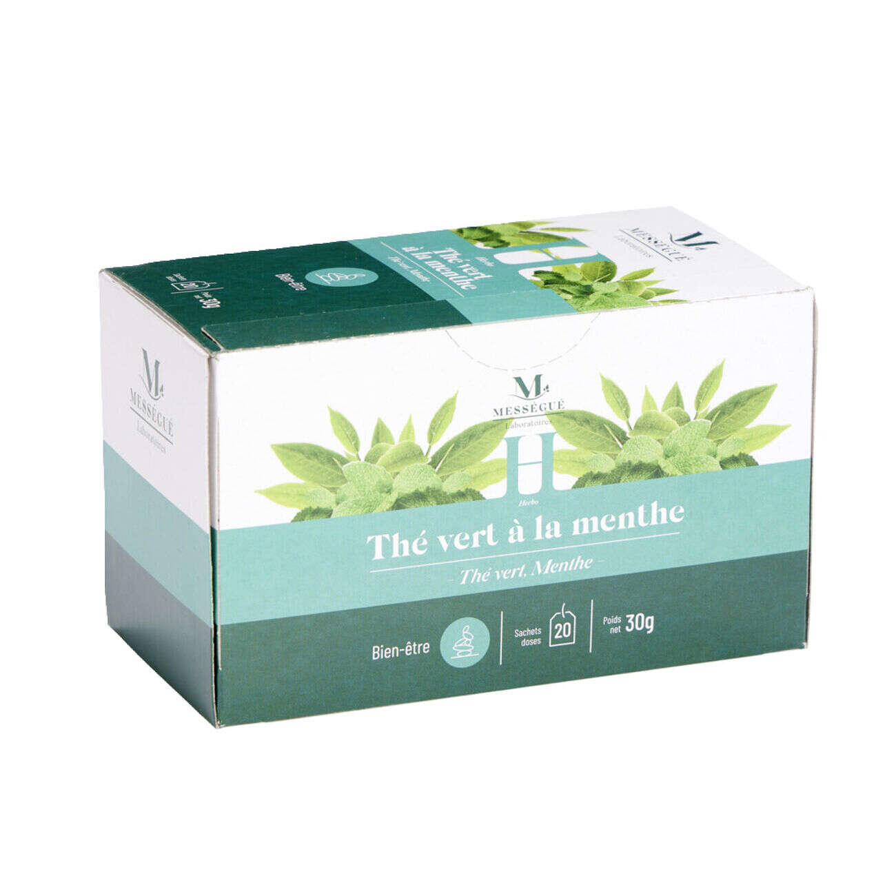 Thé vert à la menthe bien-être Mességué 20 sachets