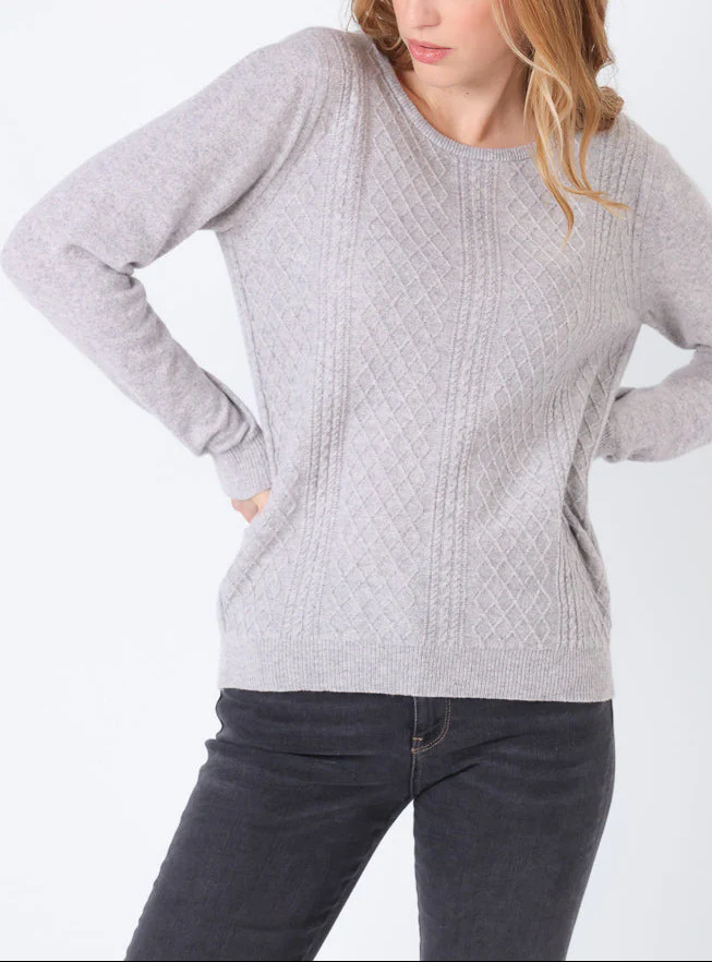 Pull femme cachemire et laine gris nacré