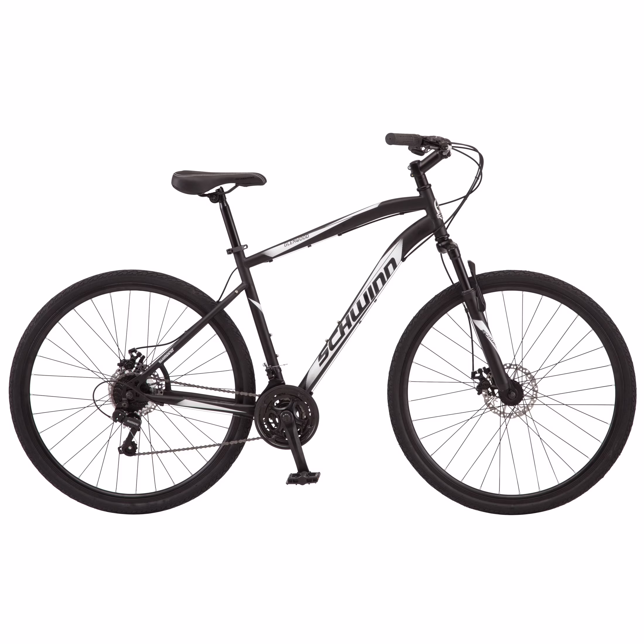 700c Glenwood Hybrid Bike, Adults +14 Years, Black, 21 Speeds