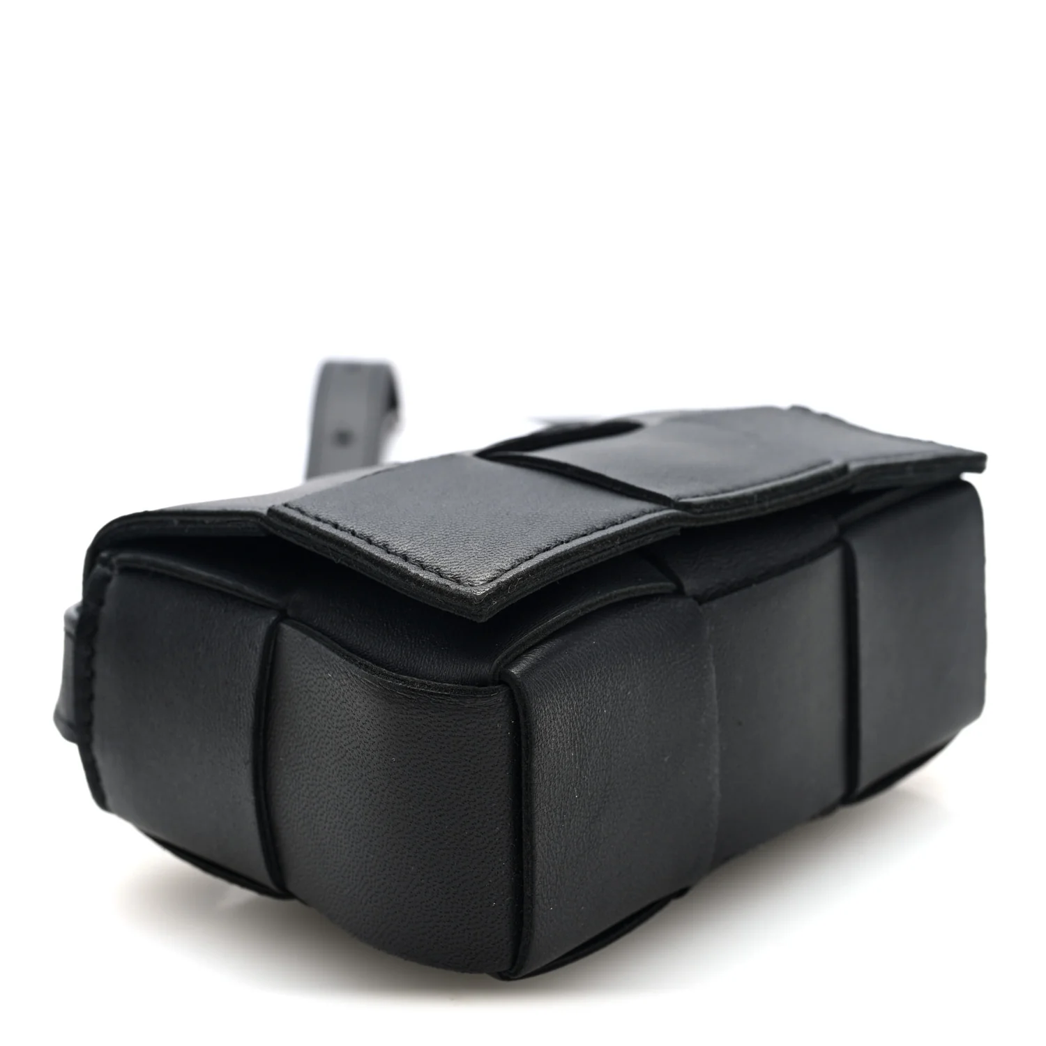Lambskin Maxi Intrecciato Extra Mini Cassette Crossbody Bag Black