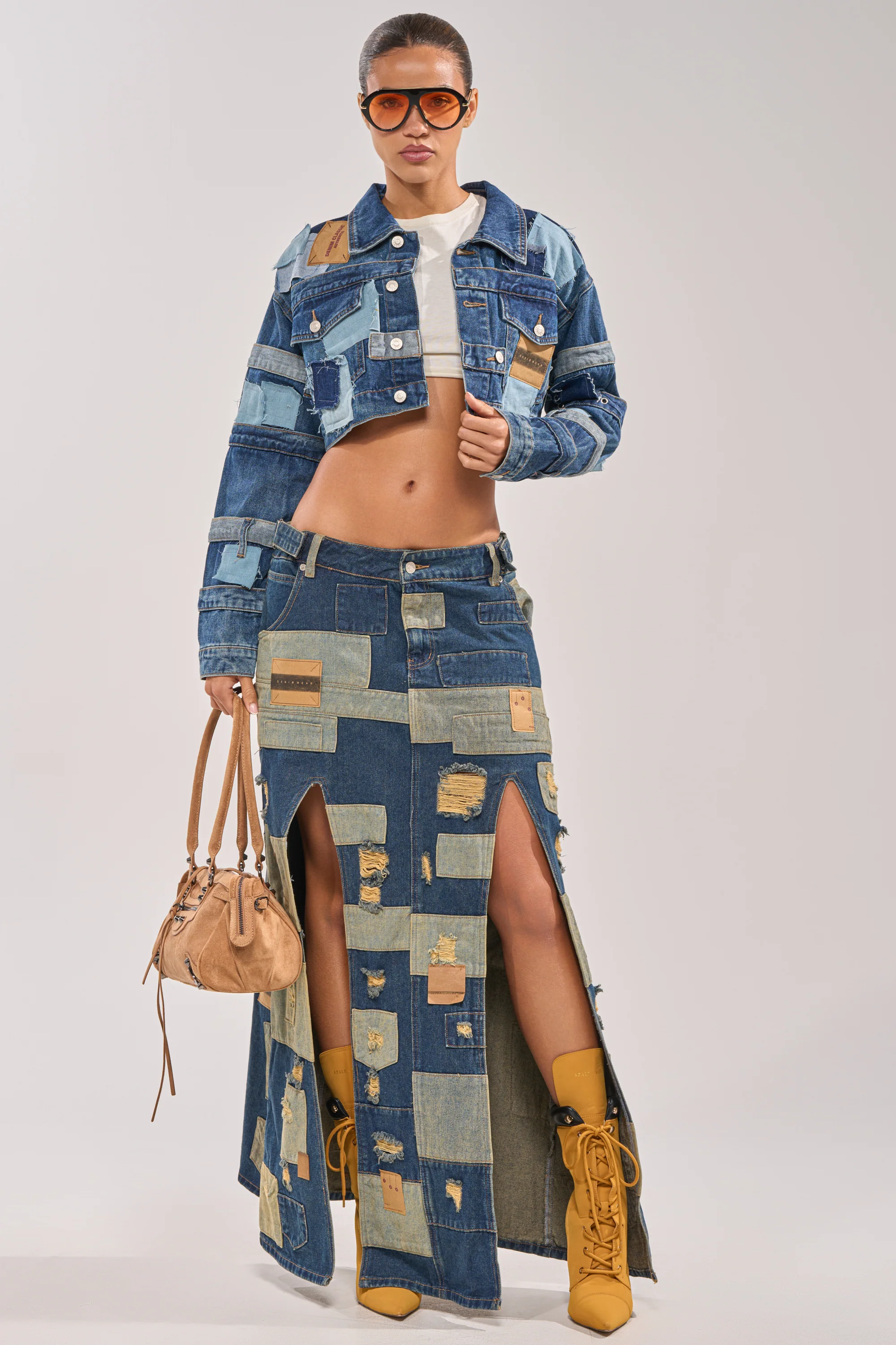 PATCH ME UP DENIM MAXI SKIRT - Akira Store